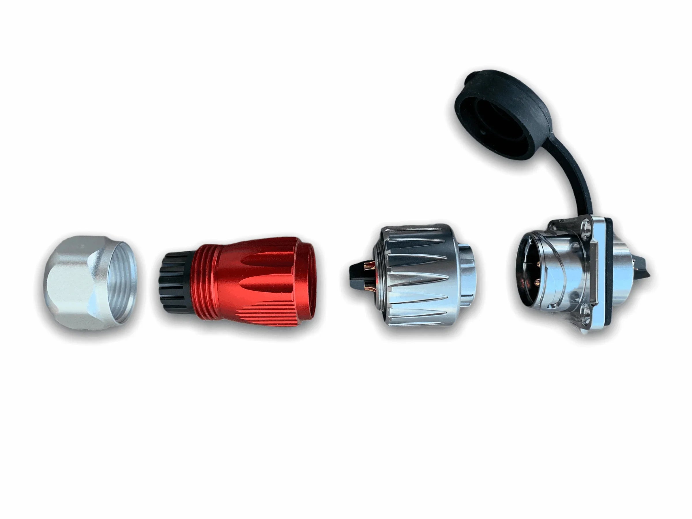 IP67 COMPACT Surface Mounted 240v Electric Hookup, Red & Chrome.