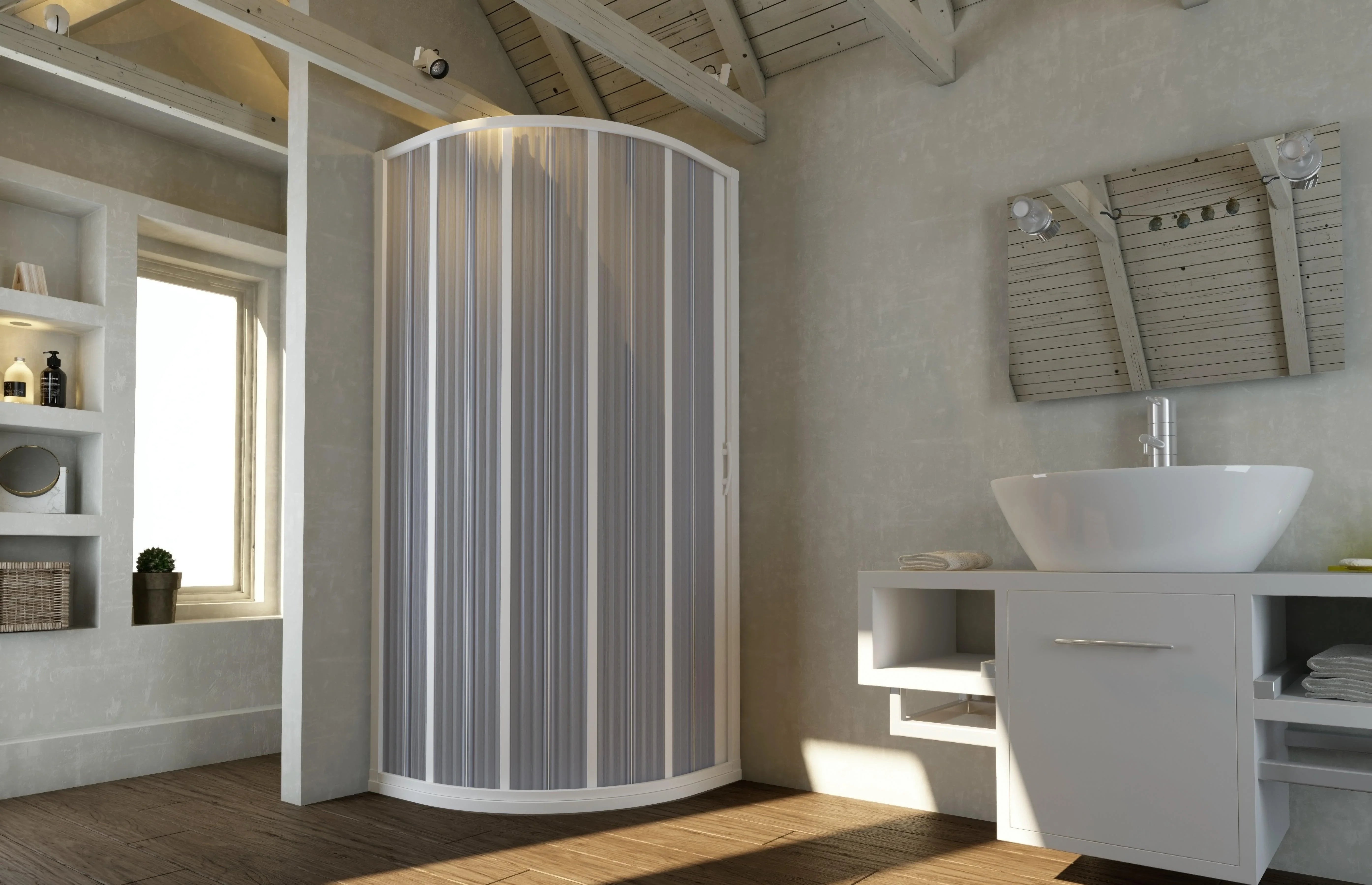 FLEXdoûr PVC Shower Door with Side Opening 1850mm Height x Reducible Width