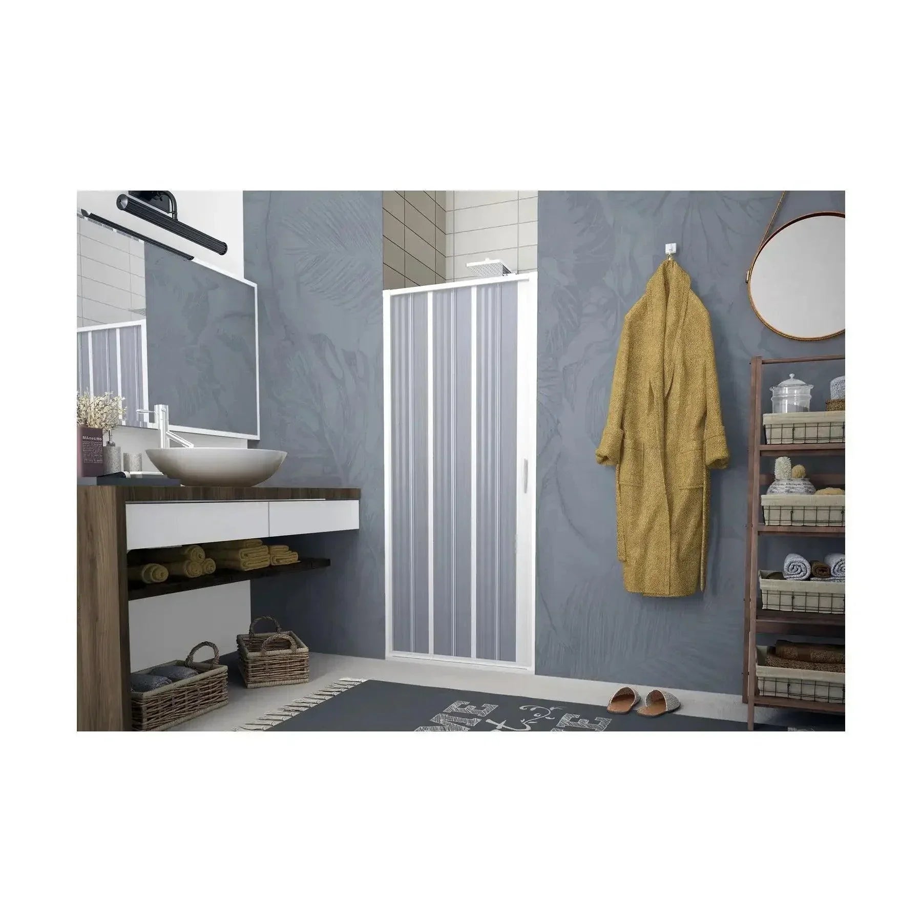 FLEXdoûr PVC Folding Shower Door with Side Opening 1850mm Height x Various Width