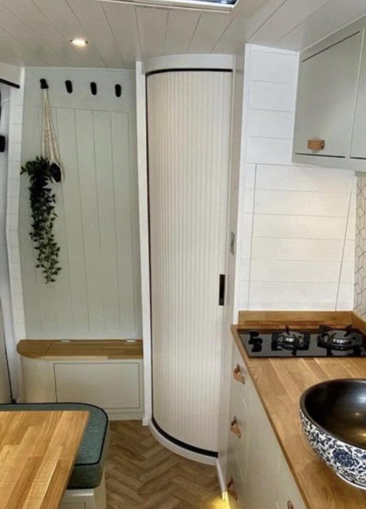 Tambour White Door Kit - WHITE HANDLE 1000mm to 1400mm tall