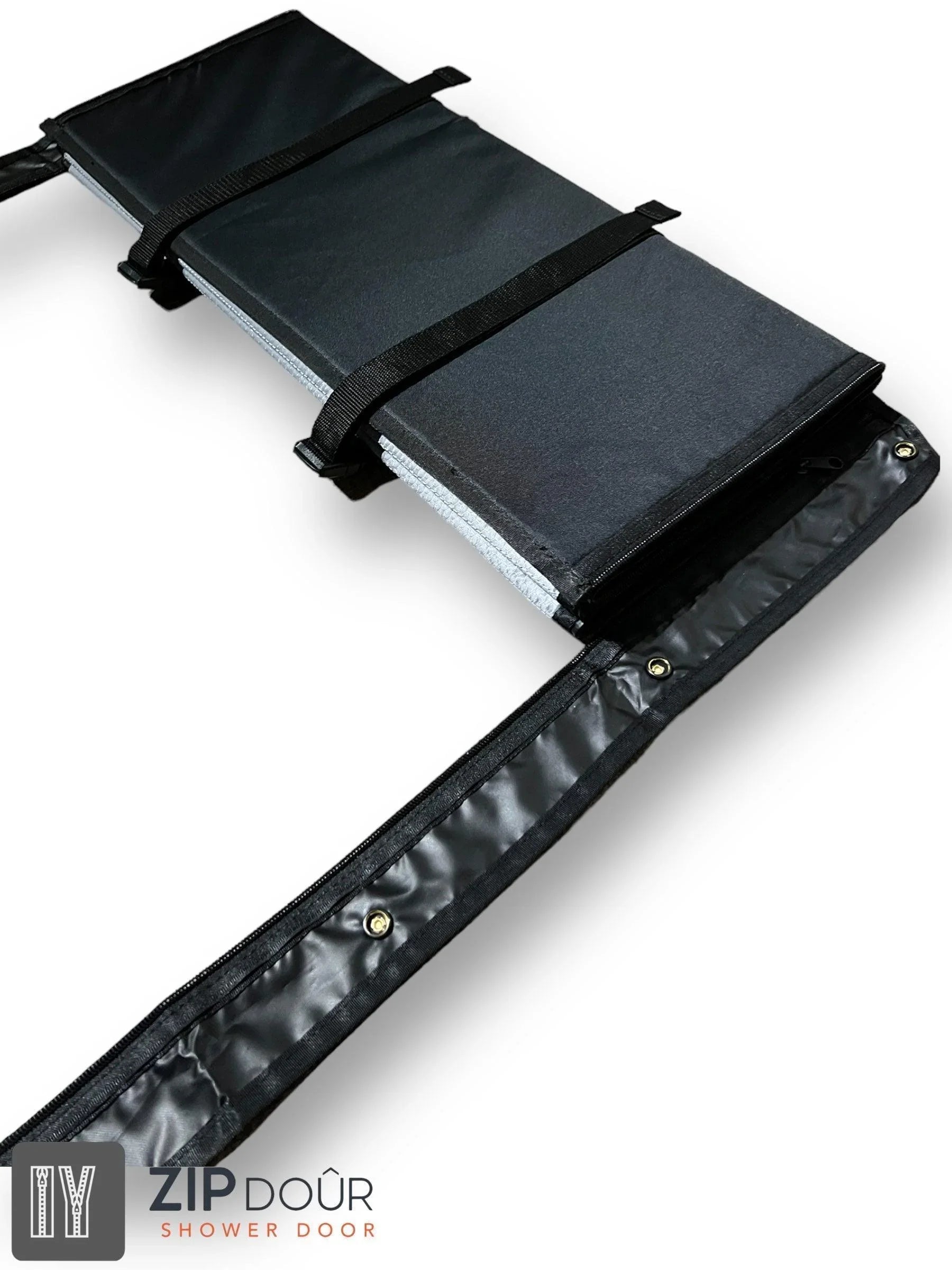 ZIPdoûr Shower Door 4x4 Camper Van / RV Double Insulated Zip Close for 1800 x 600mm Opening