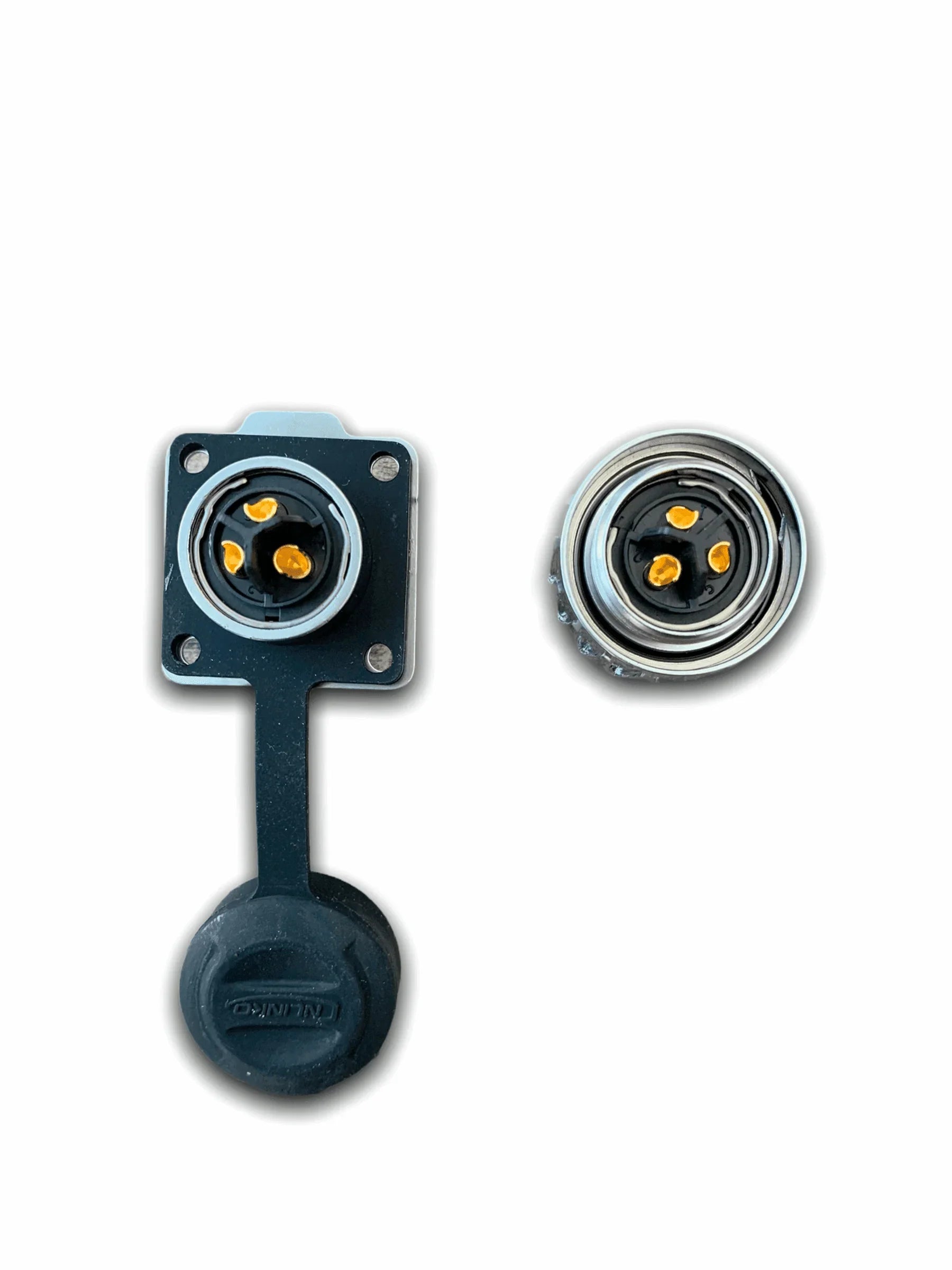 IP67 COMPACT Surface Mounted 240v Electric Hookup, Red & Chrome.