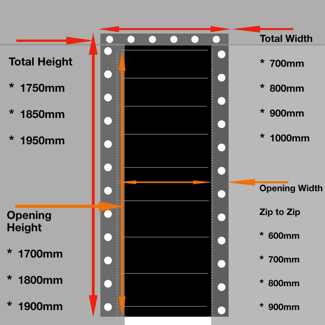 ZIPdoûr Shower Door 4x4 Camper Van / RV - Double Insulated Zip Close in Various Sizes