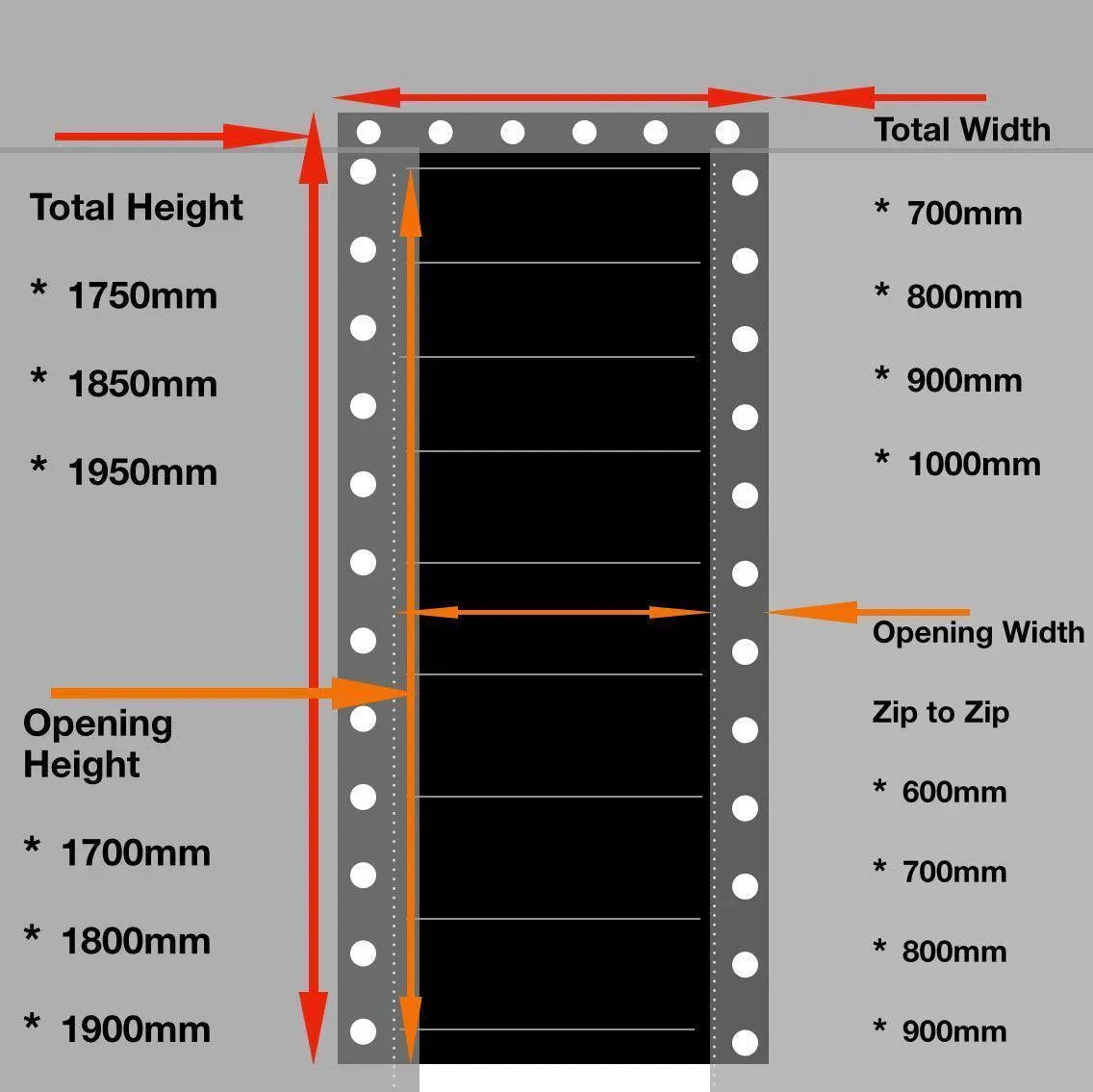ZIPdoûr Shower Door 4x4 Camper Van / RV Double Insulated Zip Close for 1800 x 600mm Opening