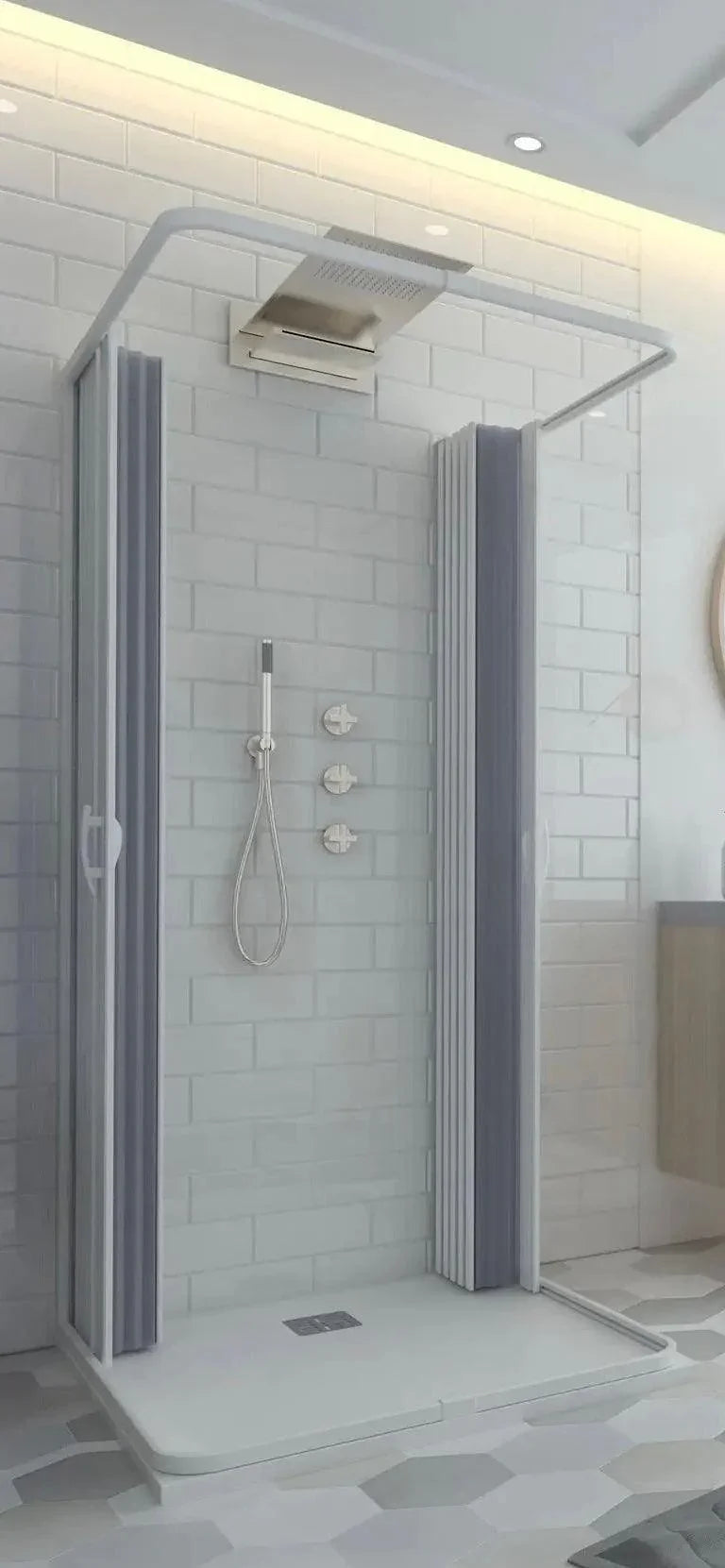 FLEXdoûr 3 Side Folding PVC Shower Enclosure Doors with central Opening 1850mm Height x Various Widths