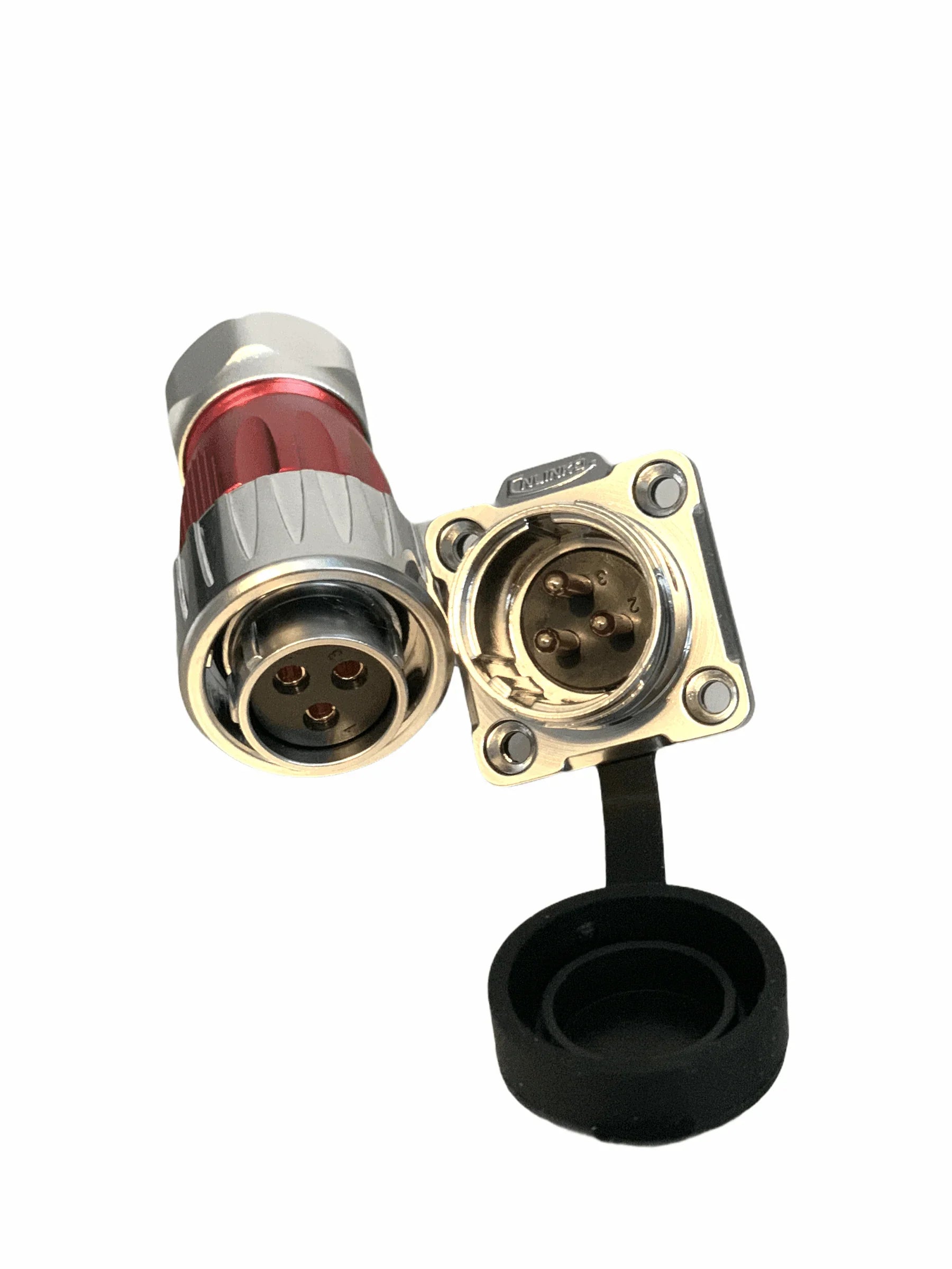 IP67 COMPACT Surface Mounted 240v Electric Hookup, Red & Chrome.