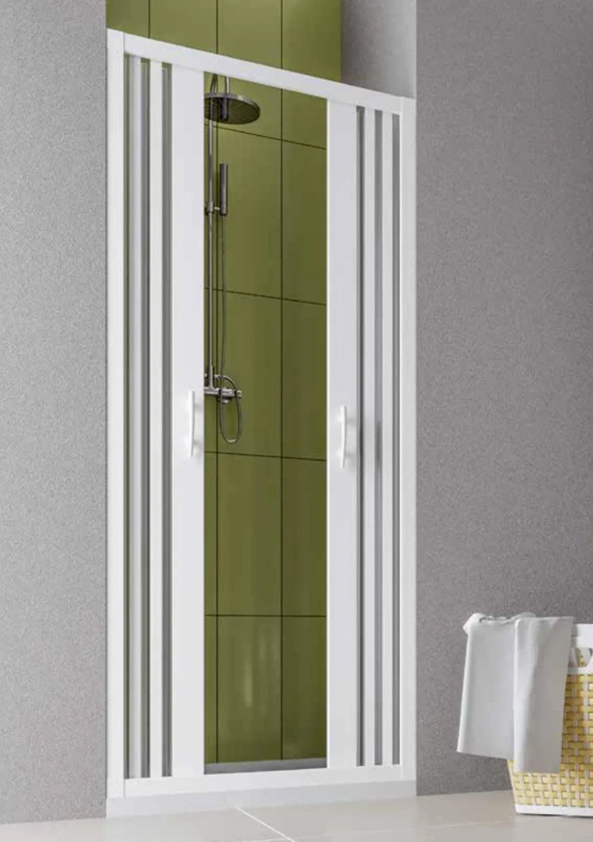 FLEXdour Folding PVC Shower Enclosure Doors Central Opening 1850mm Height x Various Width