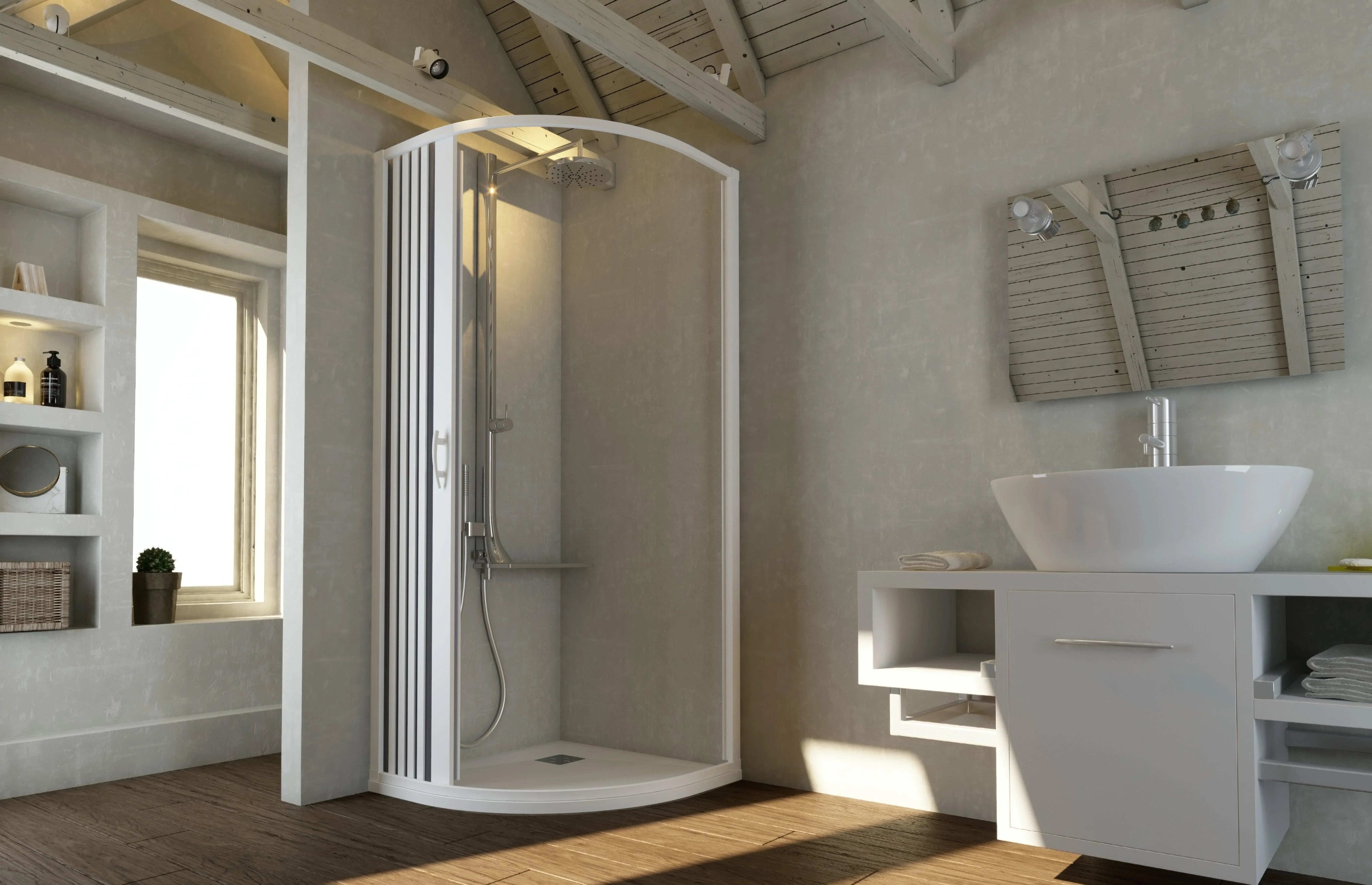 FLEXdoûr PVC Shower Door with Side Opening 1850mm Height x Reducible Width