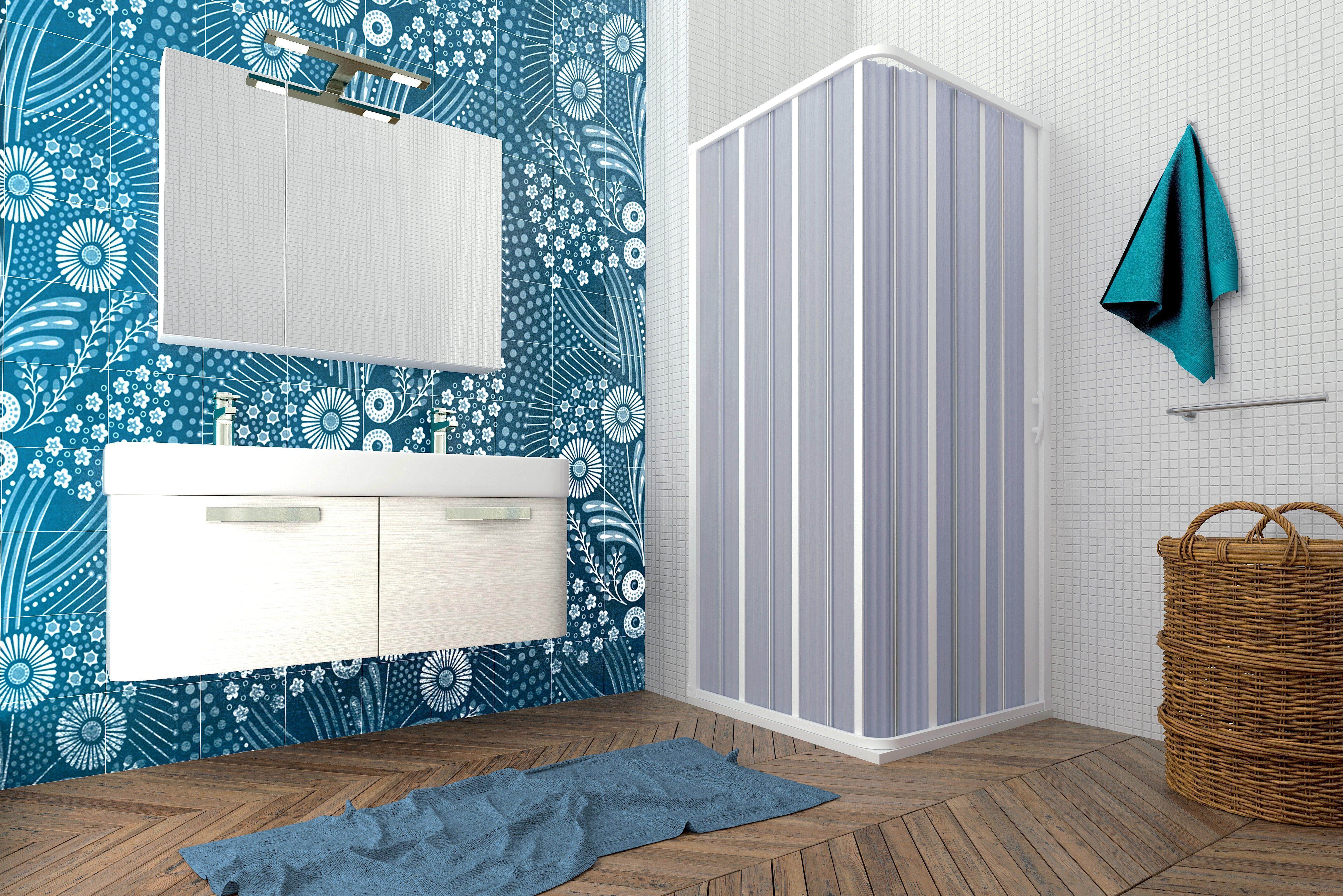 FLEXdoûr Corner PVC Shower Door with central Opening 1850mm Height x Various Reducible Width