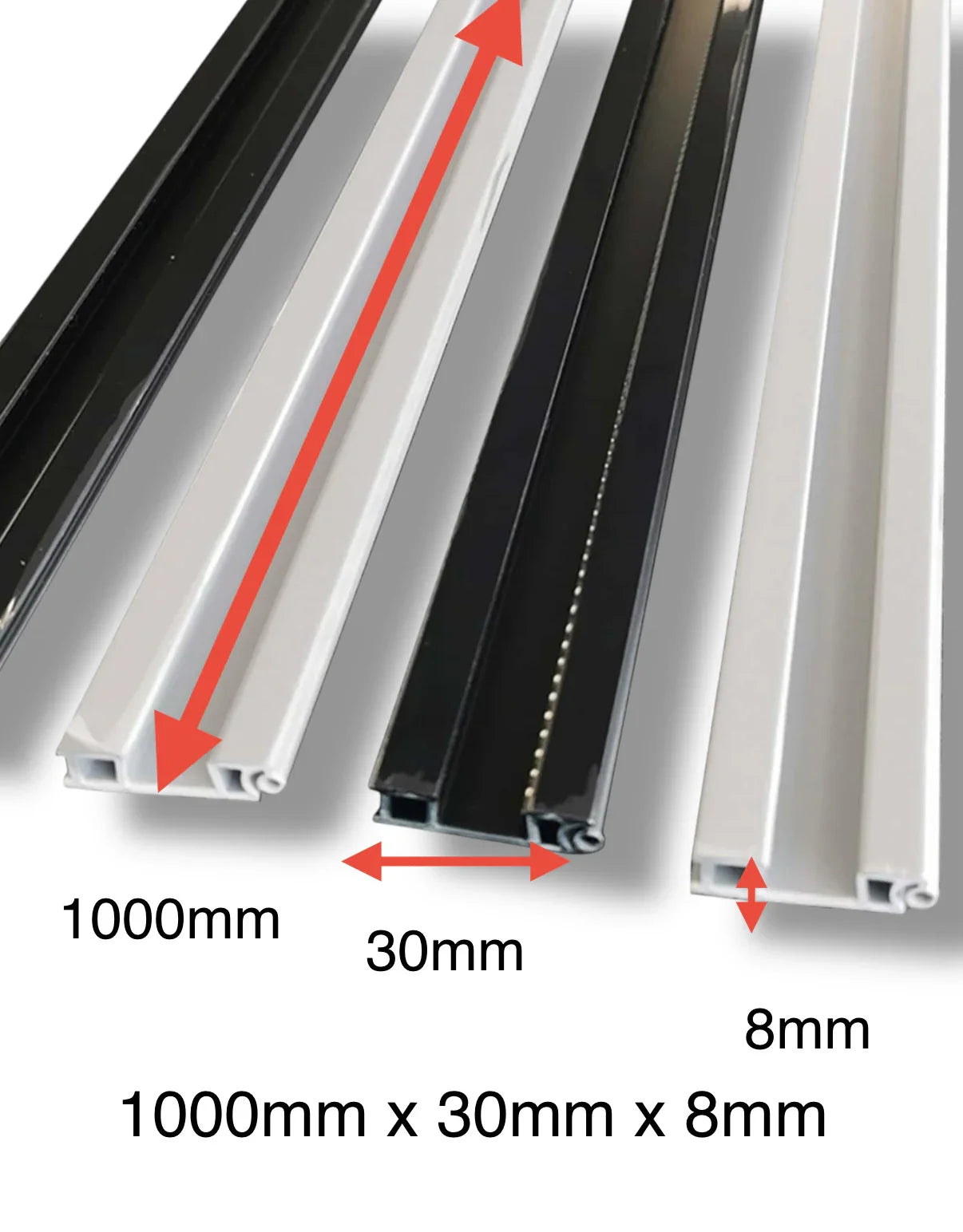 Tambour Door End Profile with Integrated Handle – 1 x 1000mm Length Silver or Black - TAMdoûr Universal