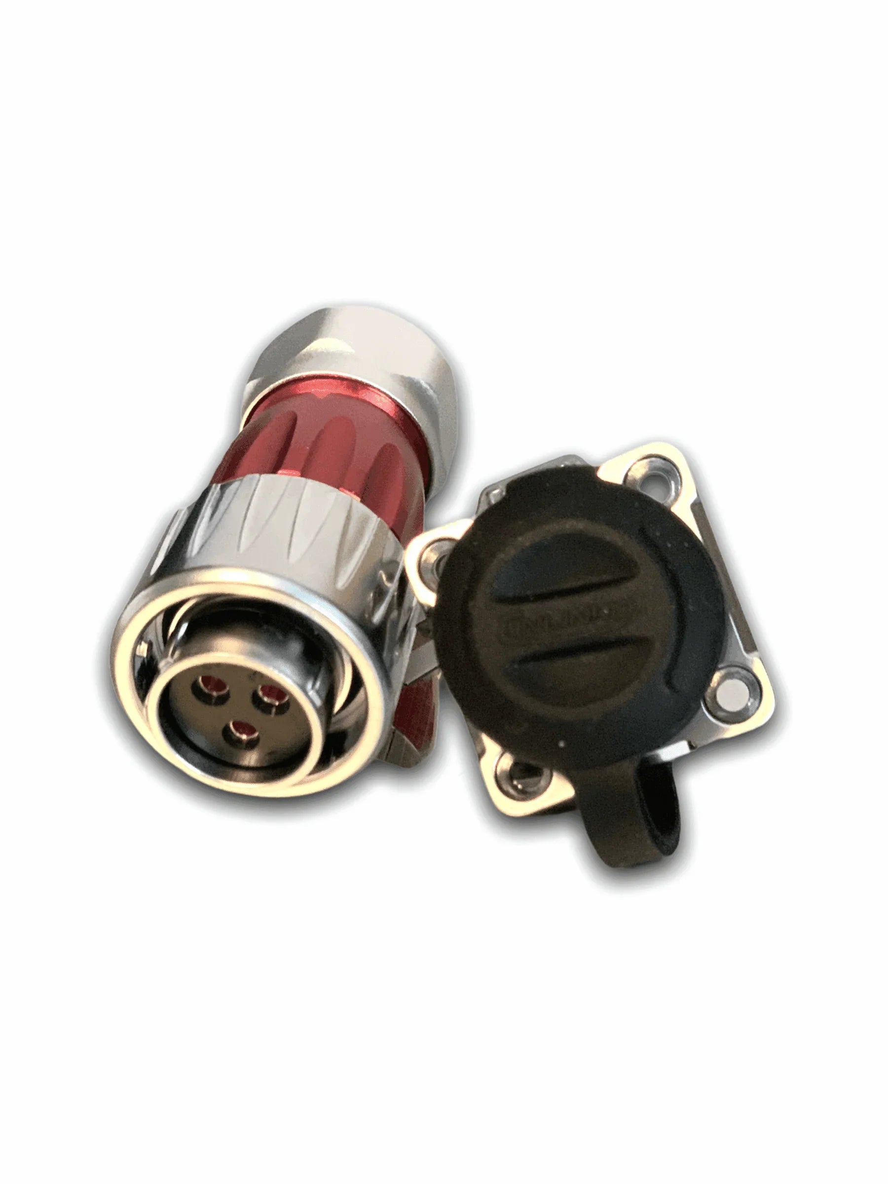 IP67 COMPACT Surface Mounted 240v Electric Hookup, Red & Chrome.