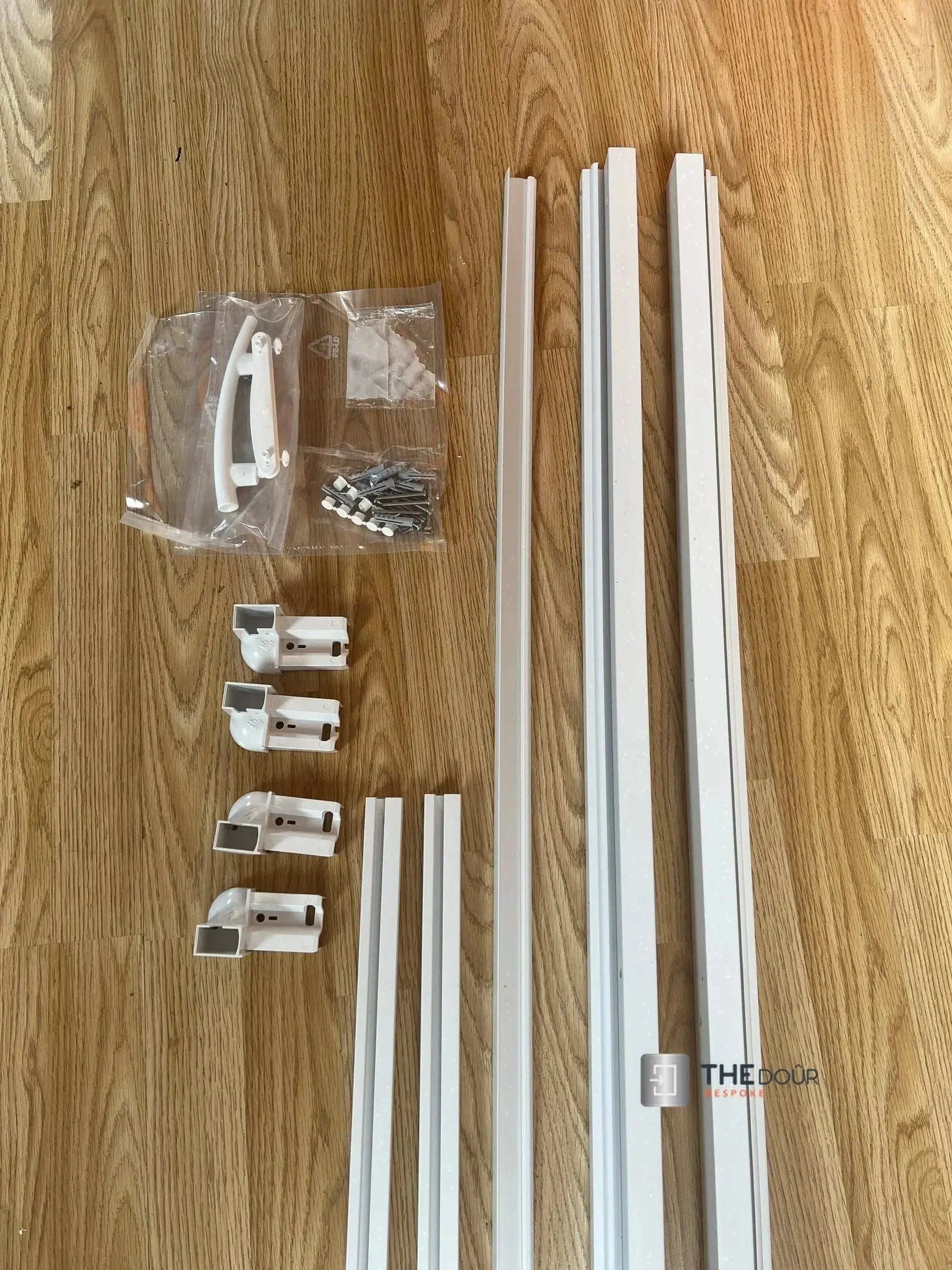 FLEXdoûr Corner PVC Shower Door with central Opening 1850mm Height x Various Reducible Width THEdoûr Bespoke