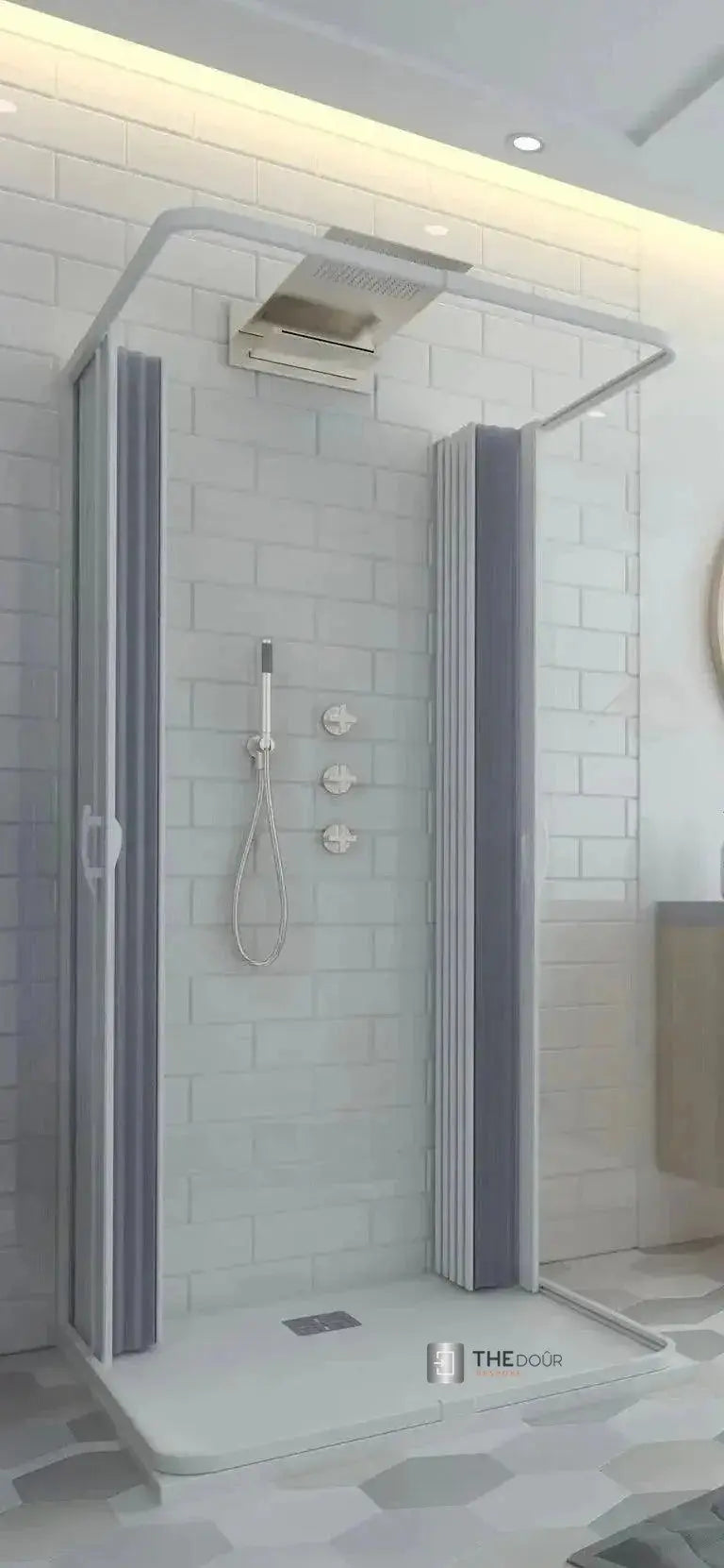 FLEXdoûr 3 Side Folding PVC Shower Enclosure Doors with central Opening 1850mm Height x Various Widths THEdoûr Bespoke