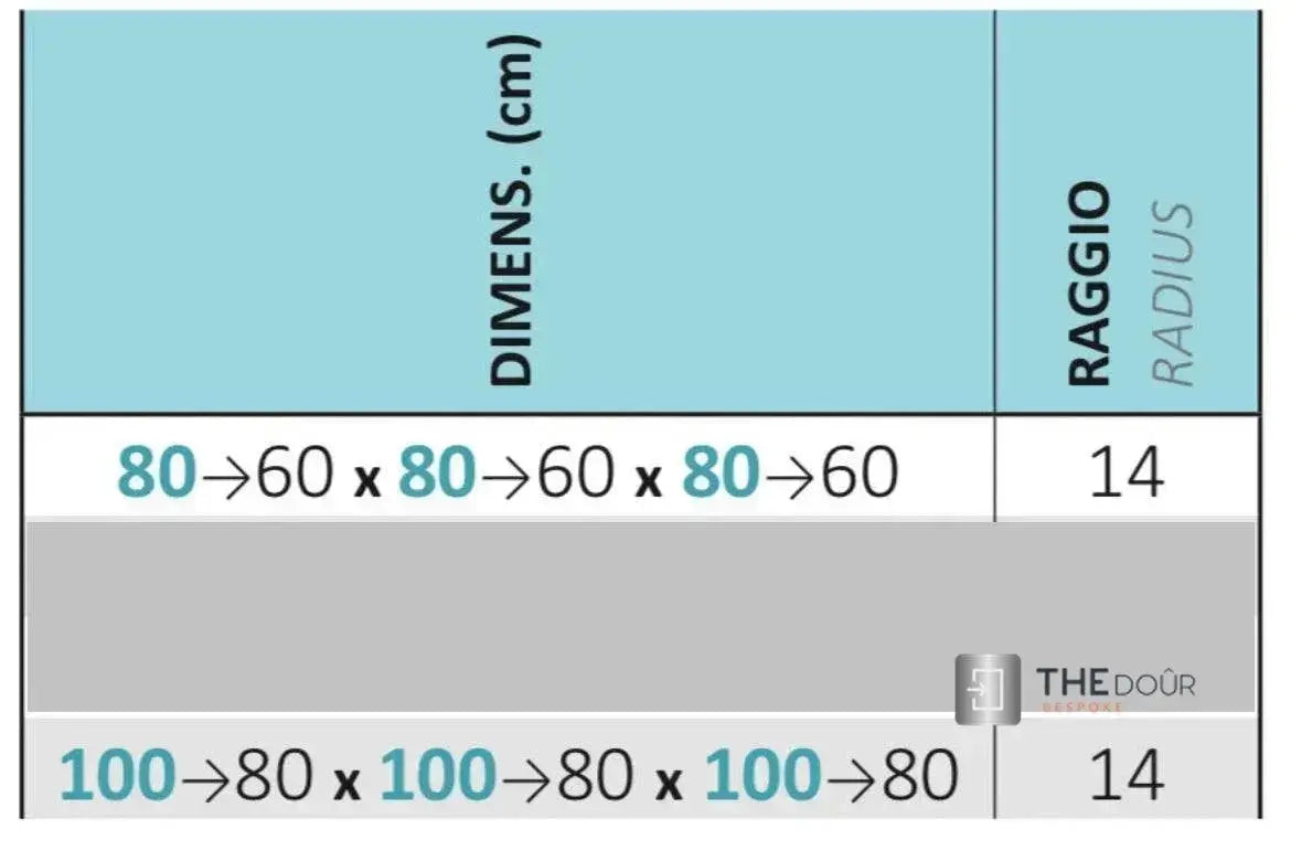 FLEXdoûr 3 Side Folding PVC Shower Enclosure Doors with central Opening 1850mm Height x Various Widths THEdoûr Bespoke