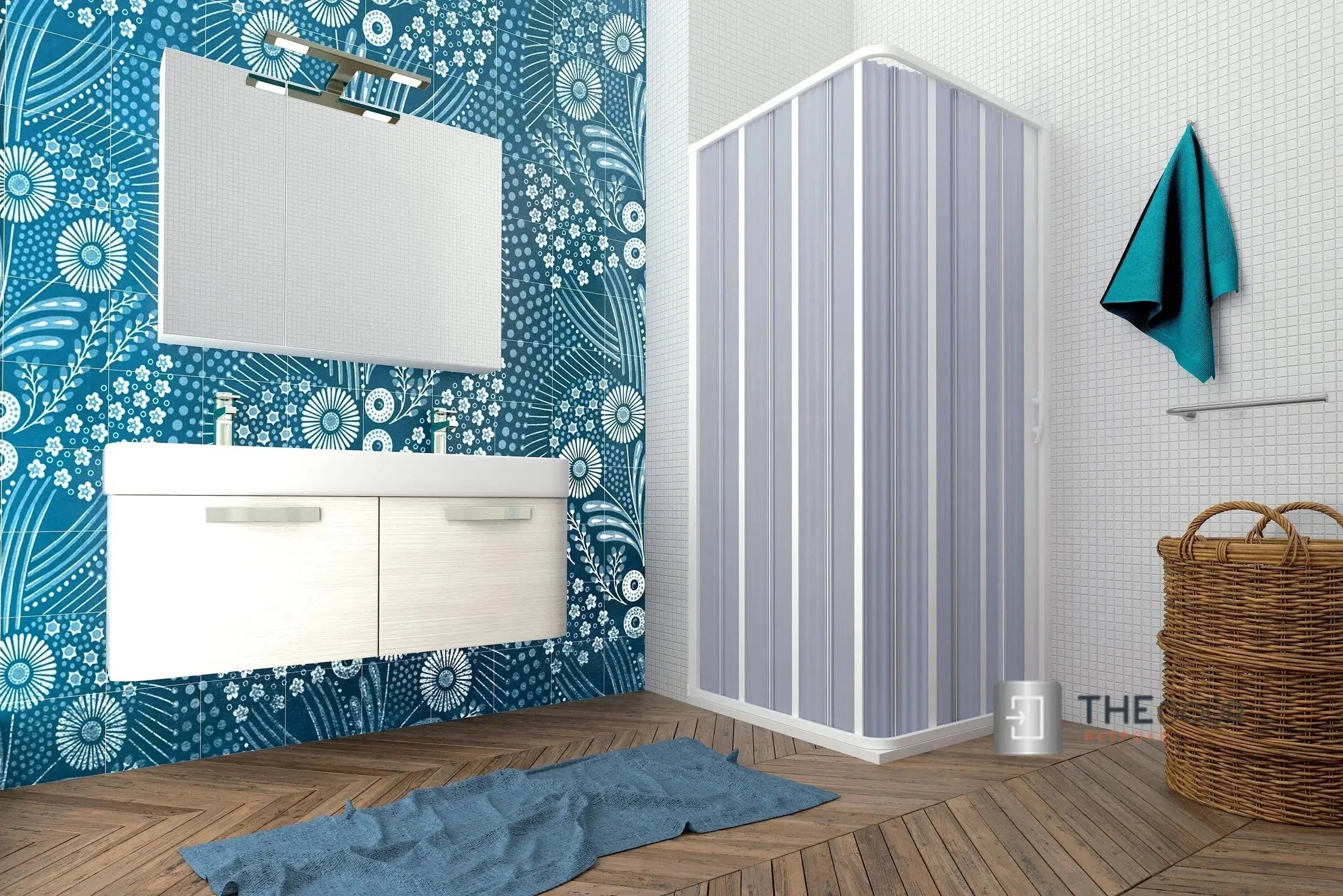 FLEXdoûr Corner PVC Shower Door with central Opening 1850mm Height x Various Reducible Width THEdoûr Bespoke