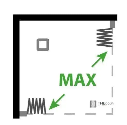 FLEXdoûr Corner PVC Shower Door with central Opening 1850mm Height x Various Reducible Width THEdoûr Bespoke