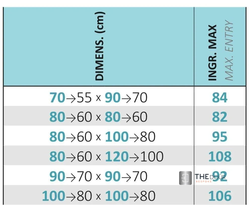 FLEXdoûr Corner PVC Shower Door with central Opening 1850mm Height x Various Reducible Width