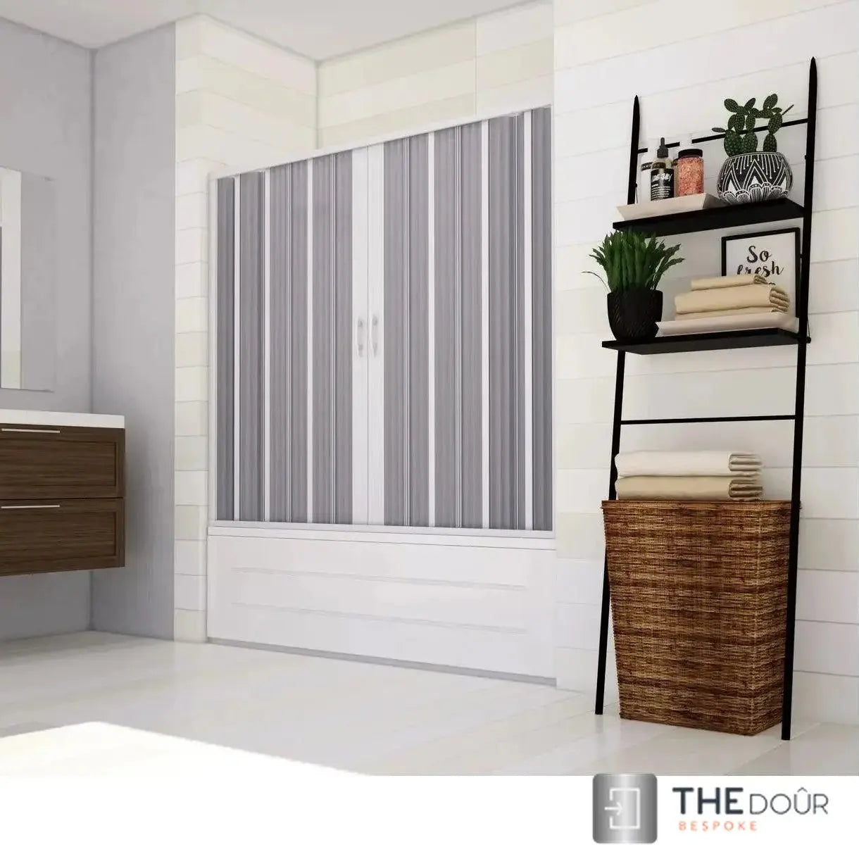 FLEXdoûr Folding PVC Bath Enclosure Doors - Central Opening, 1500mm Height x 1700mm Width (Adjustable to 1400mm) | Made in Italy THEdoûr Bespoke