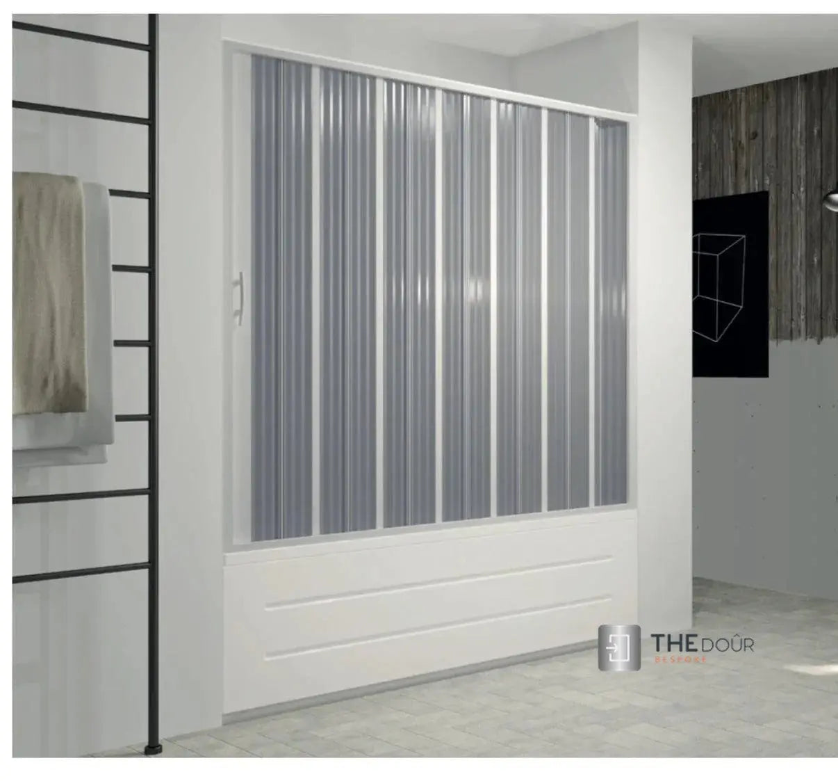 FLEXdoûr Folding PVC Bath Enclosure Doors - Side Opening, 1500mm Height x 1700mm Width (Adjustable to 1400mm) | Made in Italy THEdoûr Bespoke