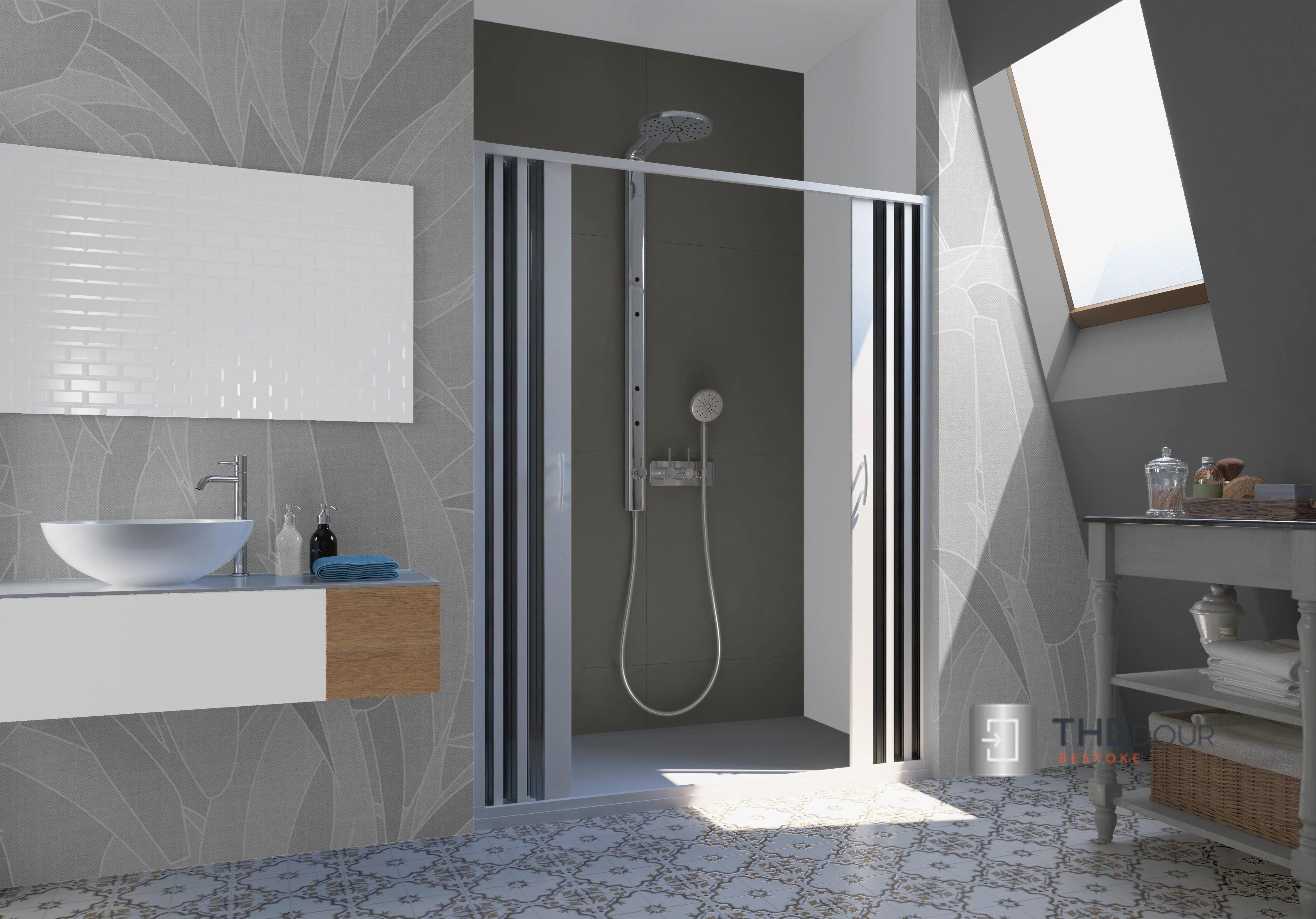 FLEXdour Folding PVC Shower Enclosure Doors Central Opening 1850mm Height x Various Width