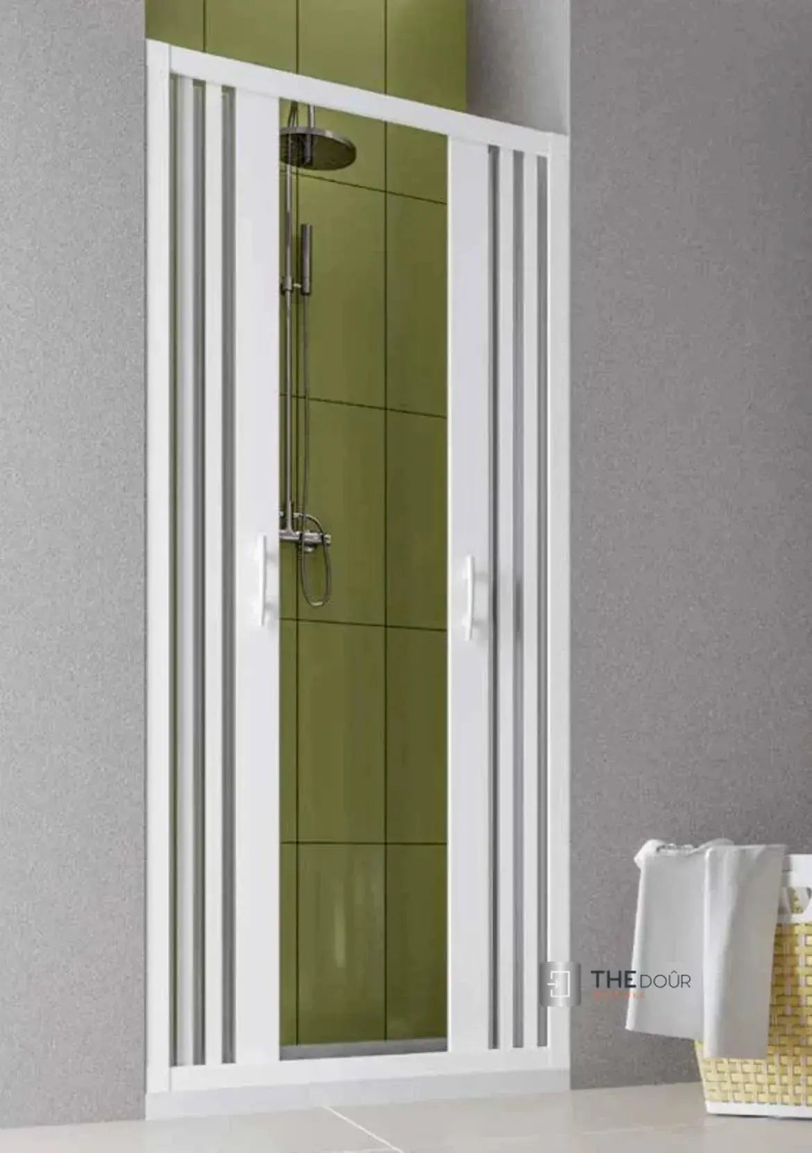 FLEXdour Folding PVC Shower Enclosure Doors Central Opening 1850mm Height x Various Width THEdoûr Bespoke
