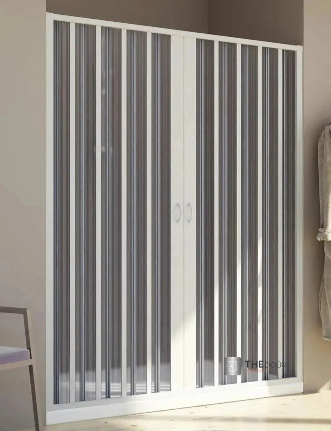 FLEXdour Folding PVC Shower Enclosure Doors Central Opening 1850mm Height x Various Width THEdoûr Bespoke