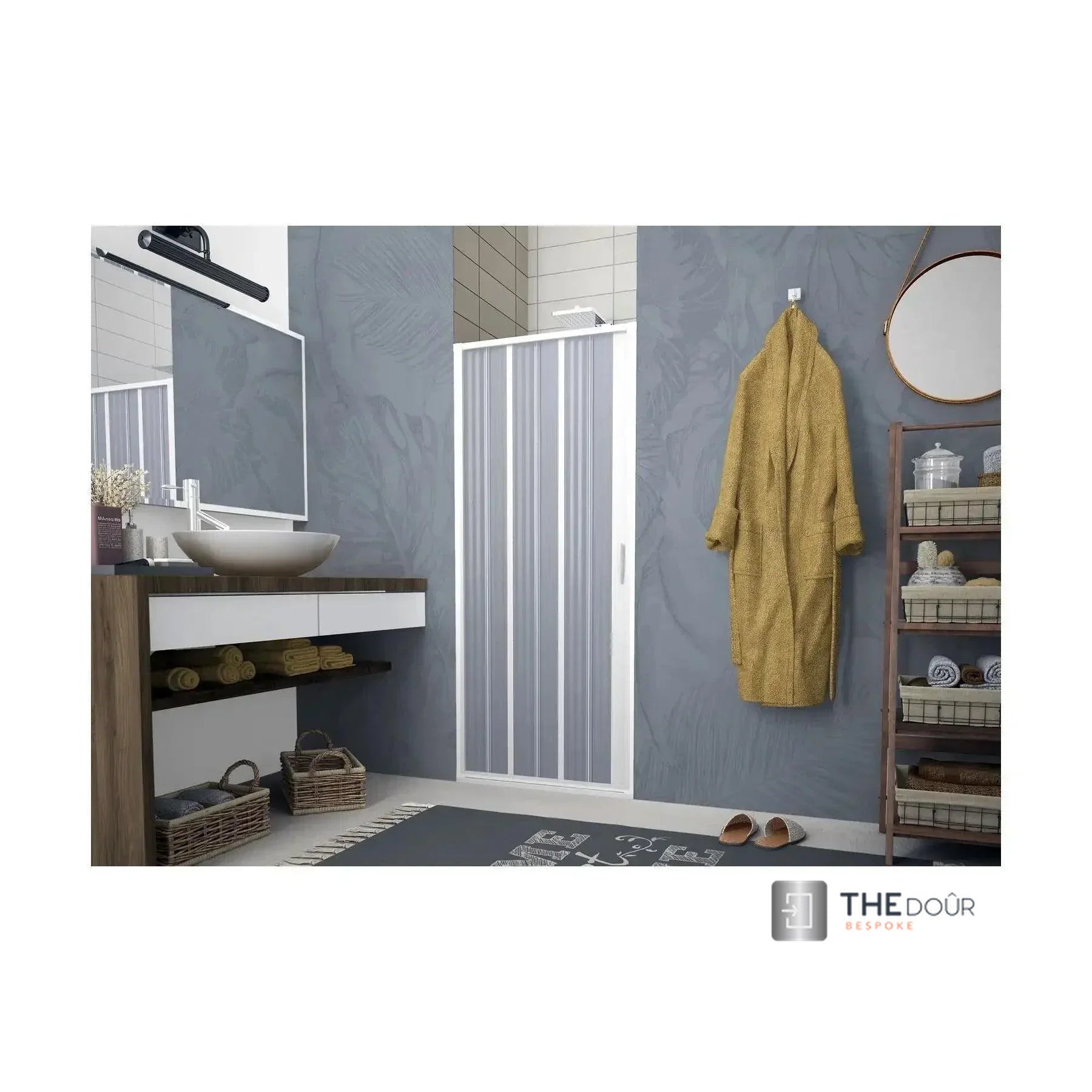 FLEXdoûr PVC Folding Shower Door with Side Opening 1850mm Height x Various Width