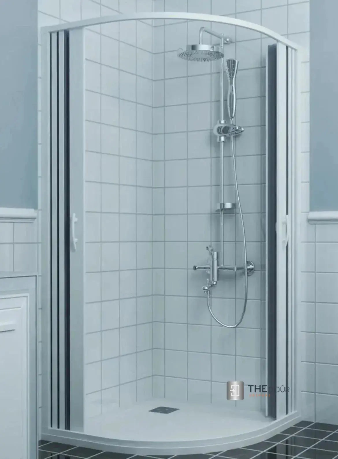FLEXdoûr PVC Shower Door with Central Opening 1850mm Height x Various Width THEdoûr Bespoke
