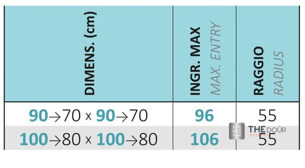 FLEXdoûr PVC Shower Door with Central Opening 1850mm Height x Various Width