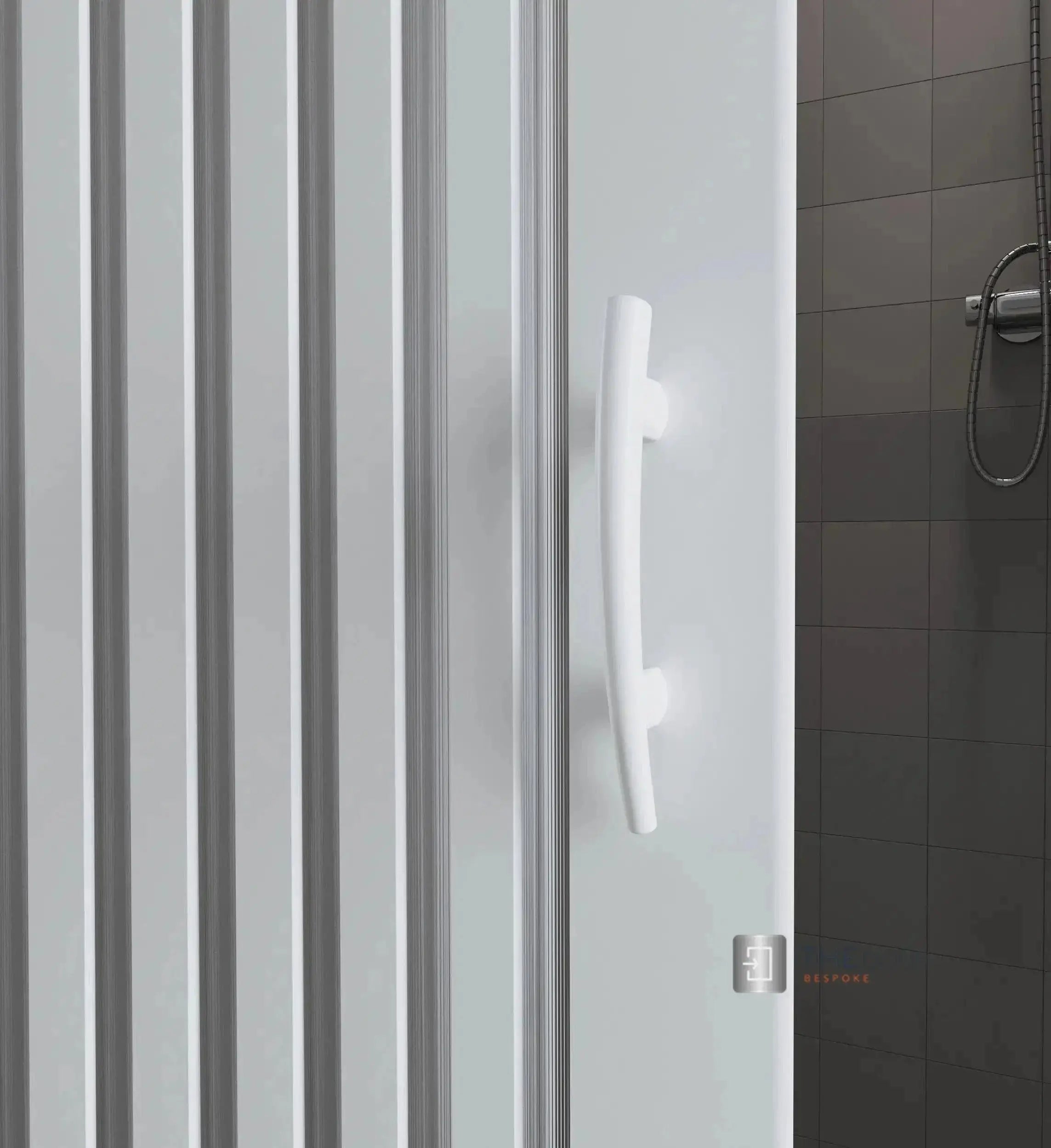 FLEXdoûr PVC Shower Door with Side Opening 1850mm Height x Reducible Width THEdoûr Bespoke