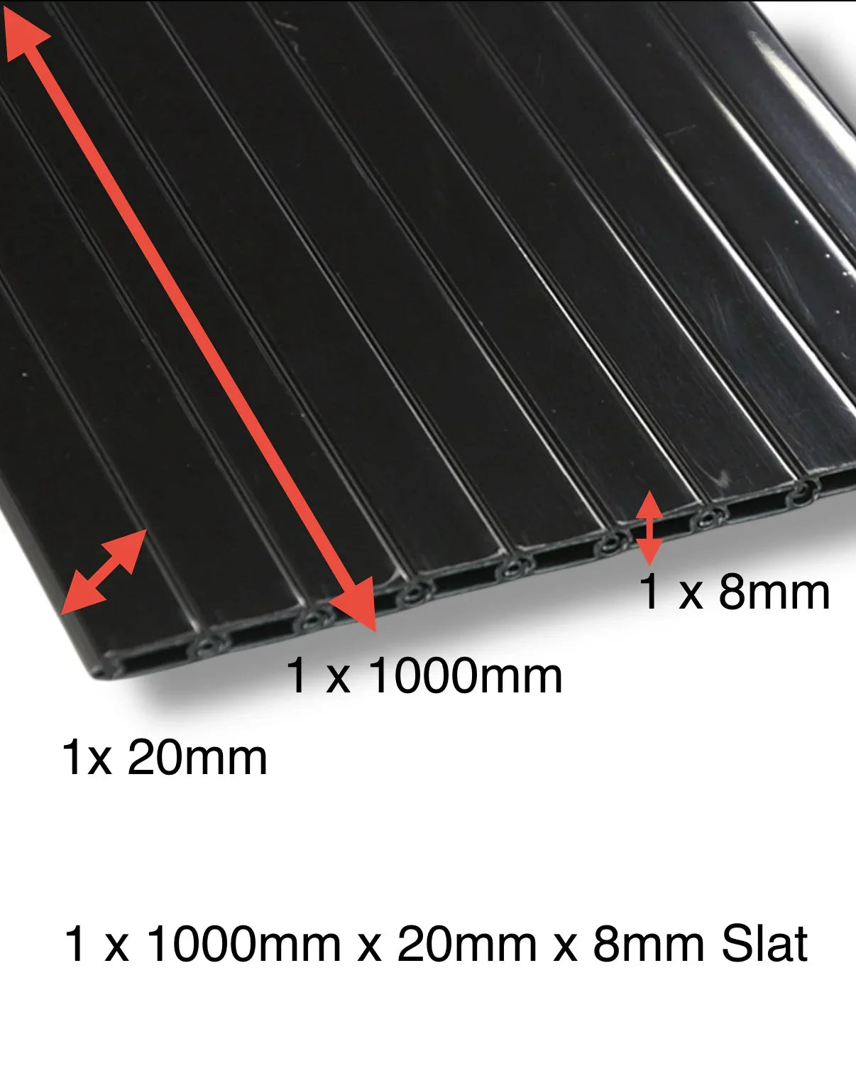 Tambour Door 1 x 1000mm x 20mm x 8mm Slat – High Gloss Black or Silver - TAMdoûr Universal