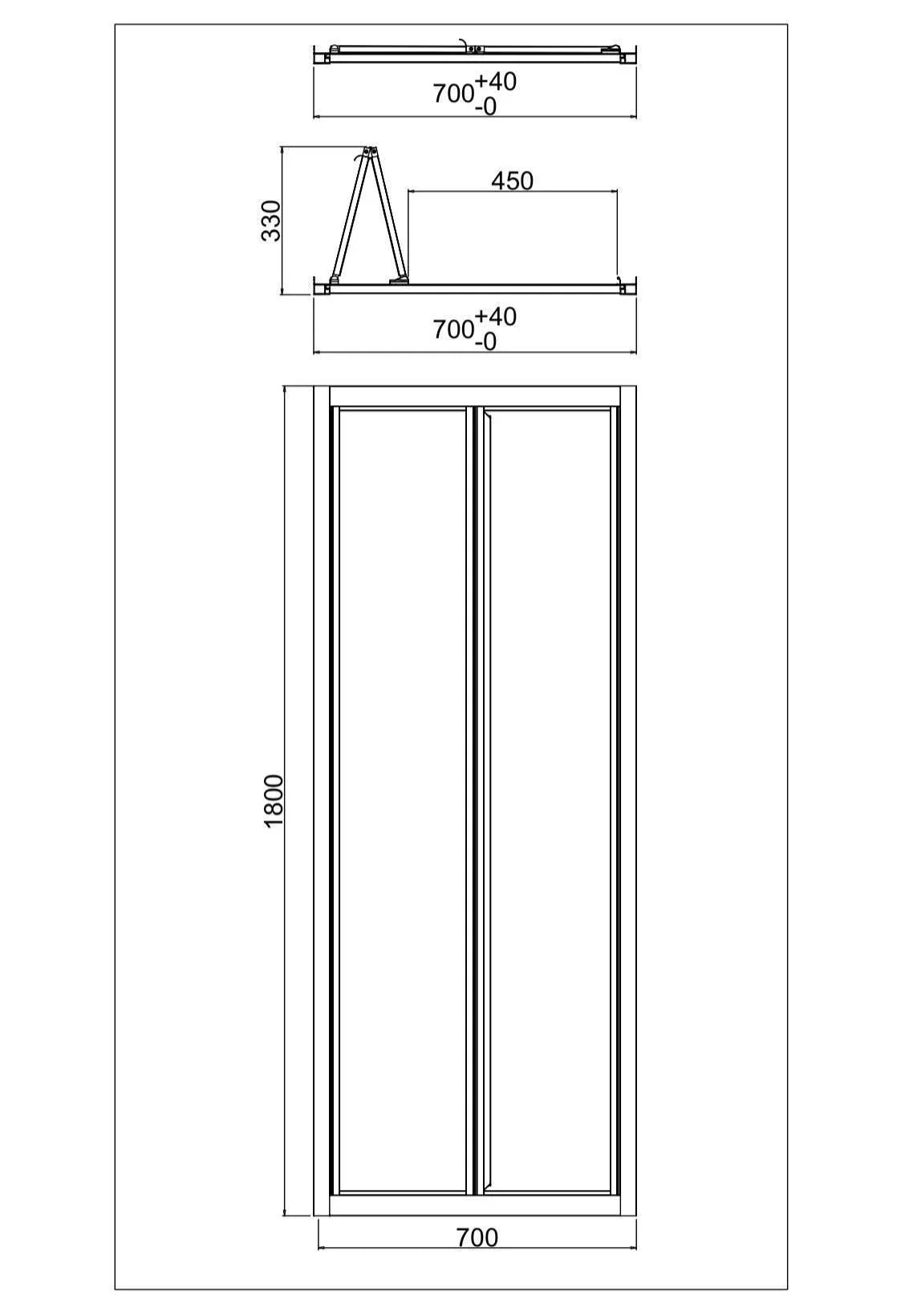 FOLdoûr Bi Fold Accordion Aluminium Frame Frosted Acrylic Shower Screen Door Designed for a Campervan