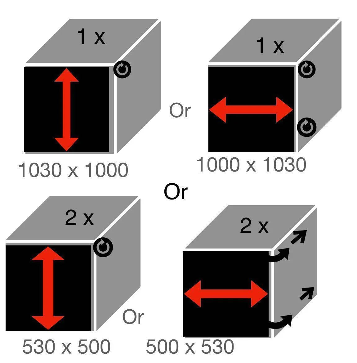 Easy Cut Tambour Vertical or Horizontal Sliding Door Kit & Parts, Up to 1000mm x 1000mm Area.