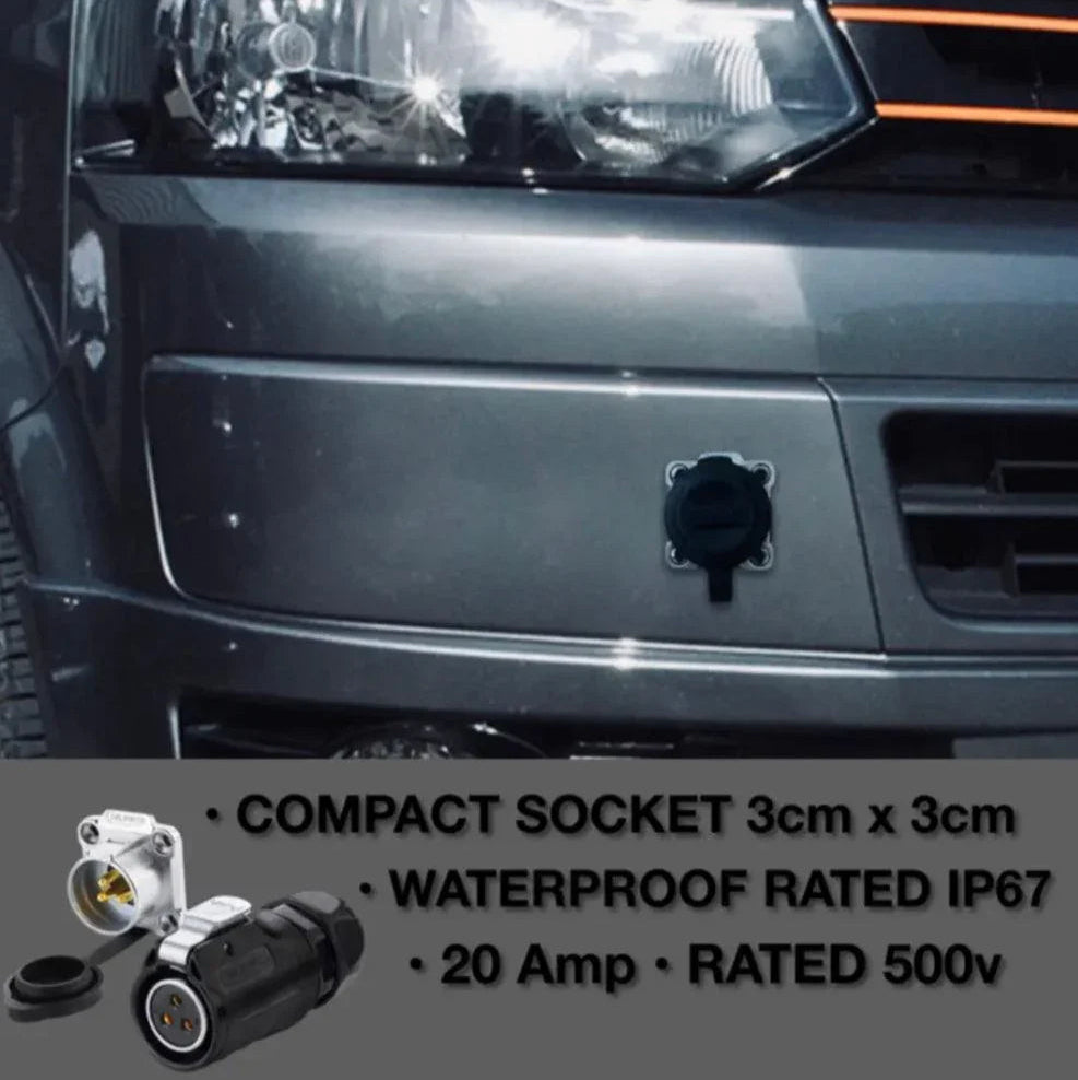 IP67 COMPACT Surface Mounted 240v Electric Hookup Black & Chrome
