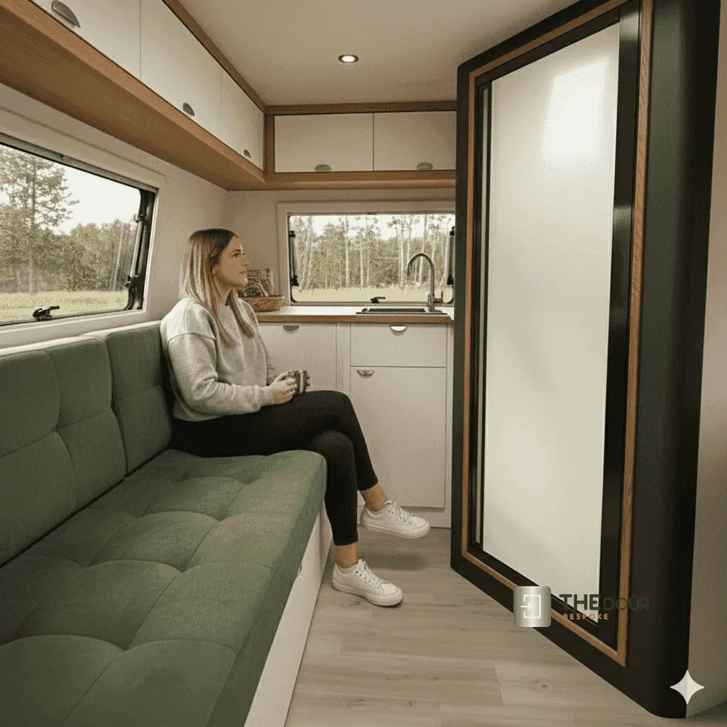 ROLdour Campervan / RV Shower Door PRE MADE 1800mm Tall x 1000mm Self Cut Width THEdoûr Bespoke