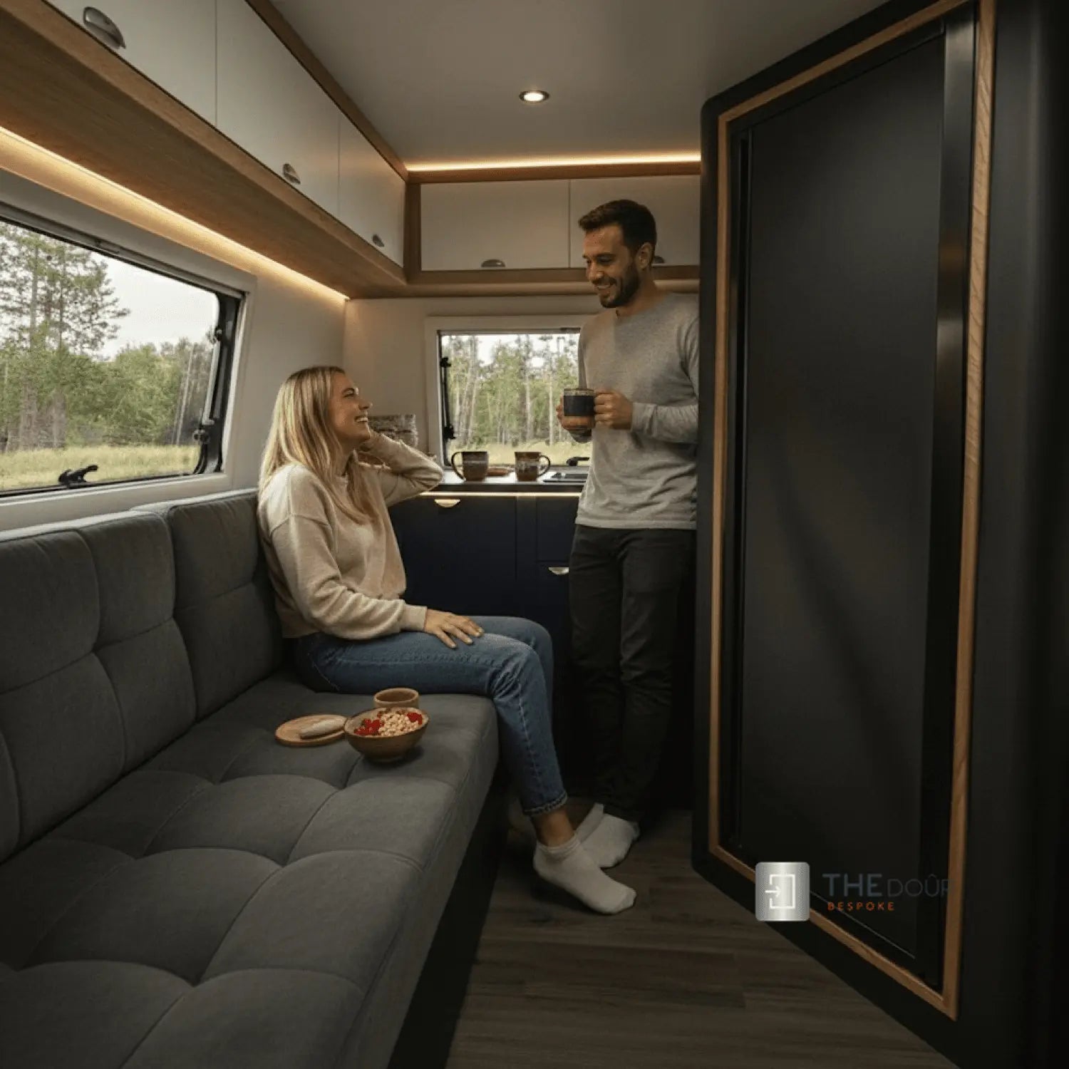 ROLdour Noir Campervan / RV Shower Door Custom Made to Measure From 1500mm up to 2000mm Tall THEdoûr Bespoke