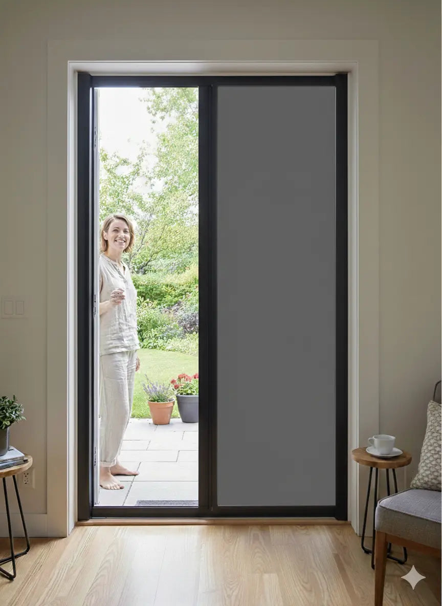 ROLdoûr Slimline Duo - Privacy Blind Screen – Blackout Retractable Fabric & Net, (Made to Measure) 1000mm–1500mm Tall x 1000mm–1500mm Wide TAMdour