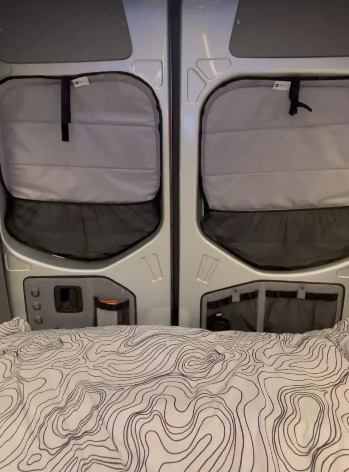 WINdoûr insulated Blackout Covers with Large Net Storage Pocket. Window Covers for Sprinter Rear Doors