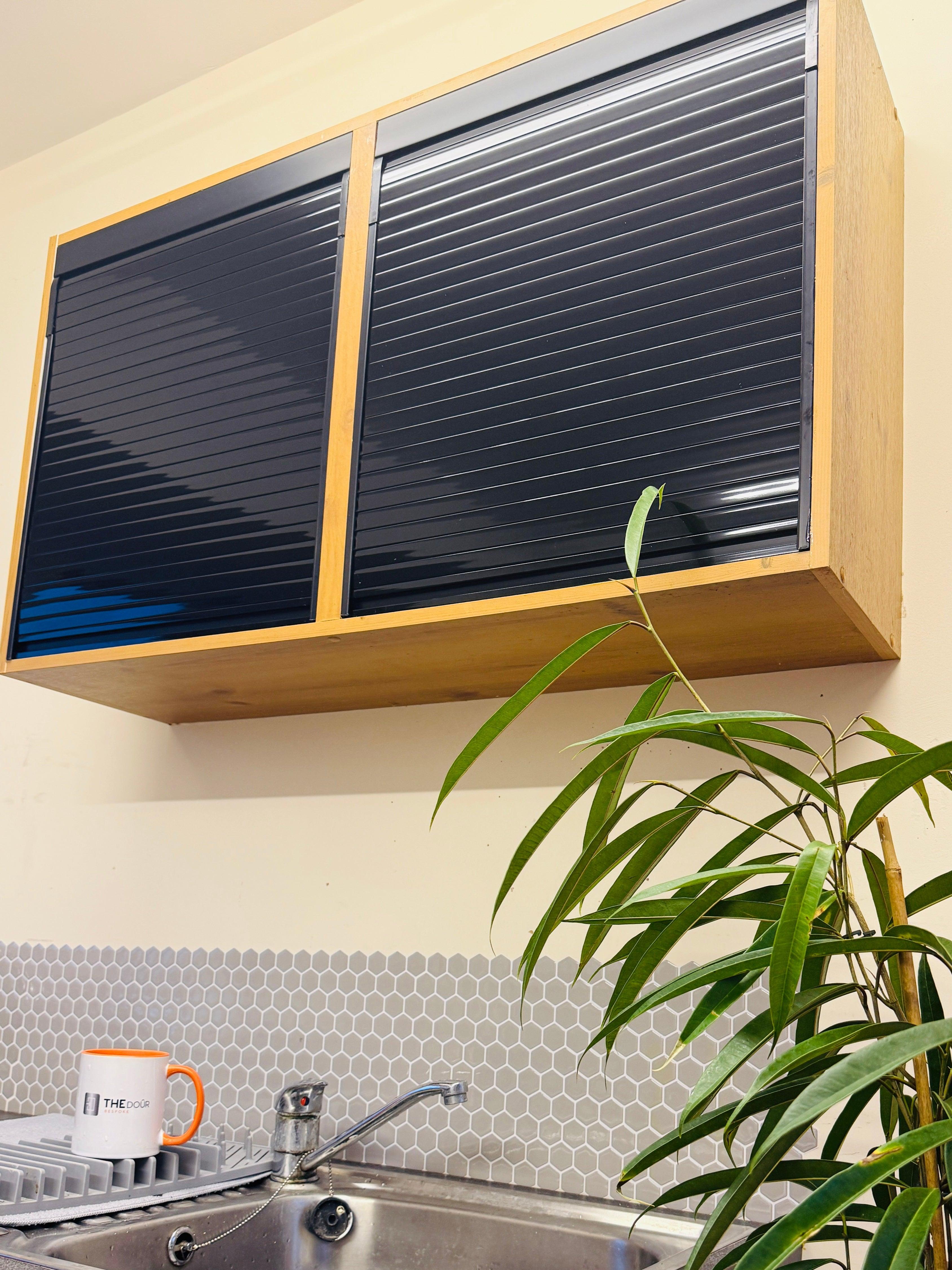 Tambour Door 1 x 1000mm x 20mm x 8mm Slat – High Gloss Black or Silver - TAMdoûr Universal