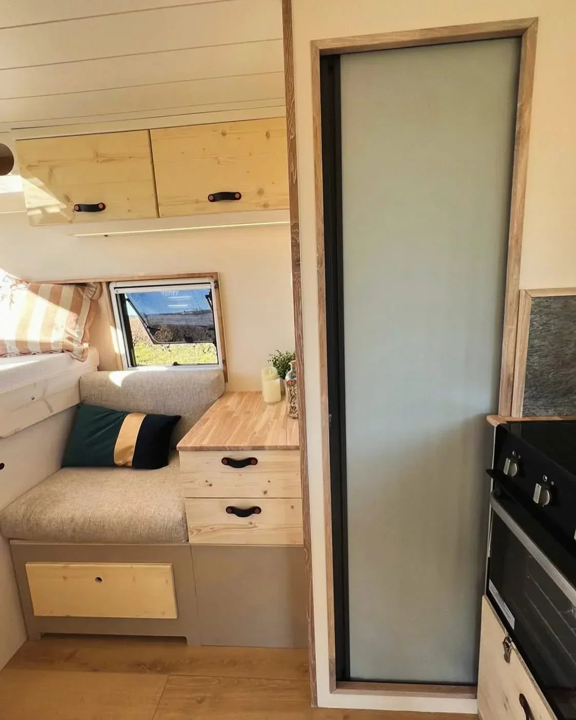 ROLdour Dark Grey Retractable Waterproof Campervan, RV Shower door kit Tambour Alternative