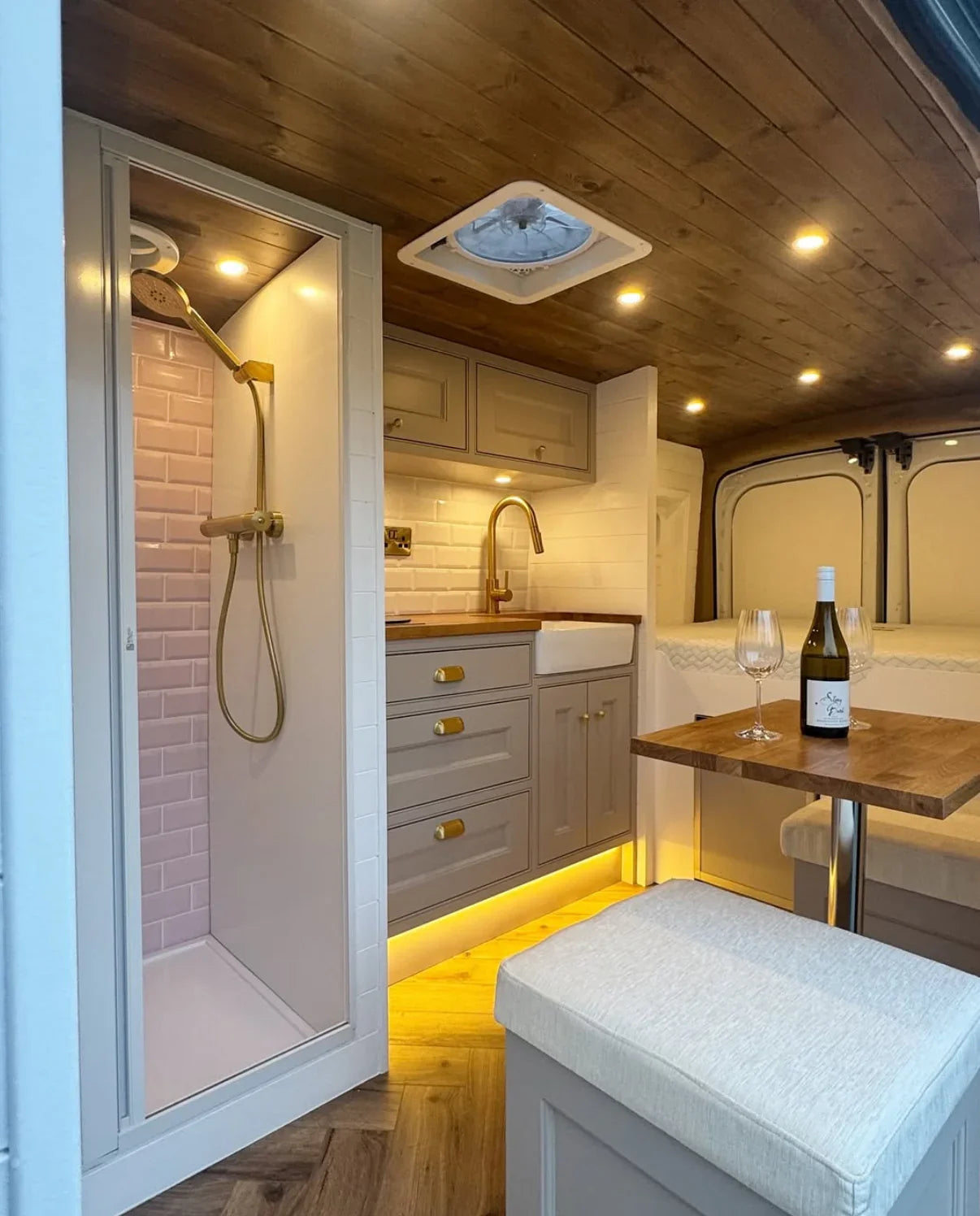 ROLdour Gloss White Retractable Waterproof Campervan, RV Shower door kit Tambour Alternative