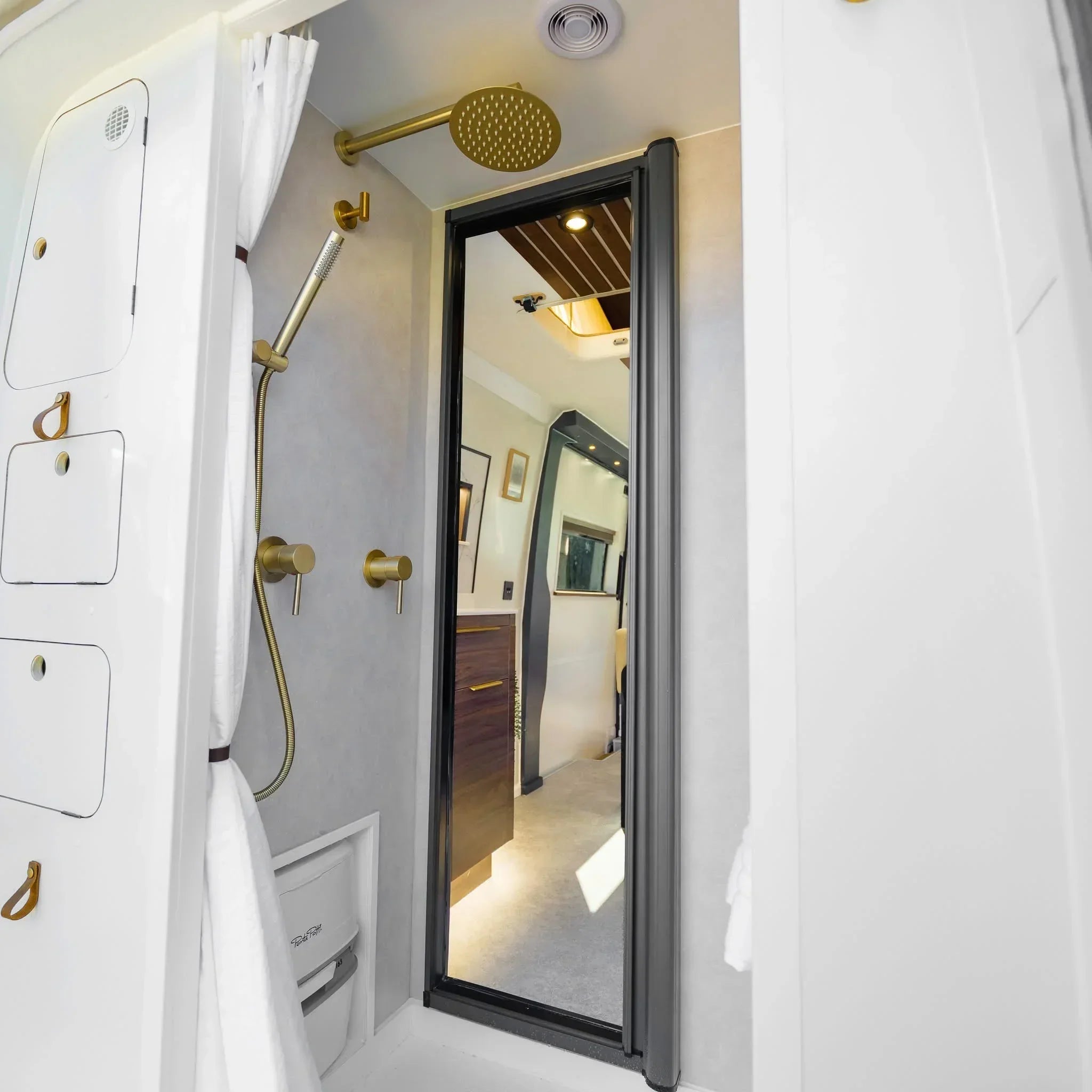 ROLdour Dark Grey Retractable Waterproof Campervan, RV Shower door kit Tambour Alternative