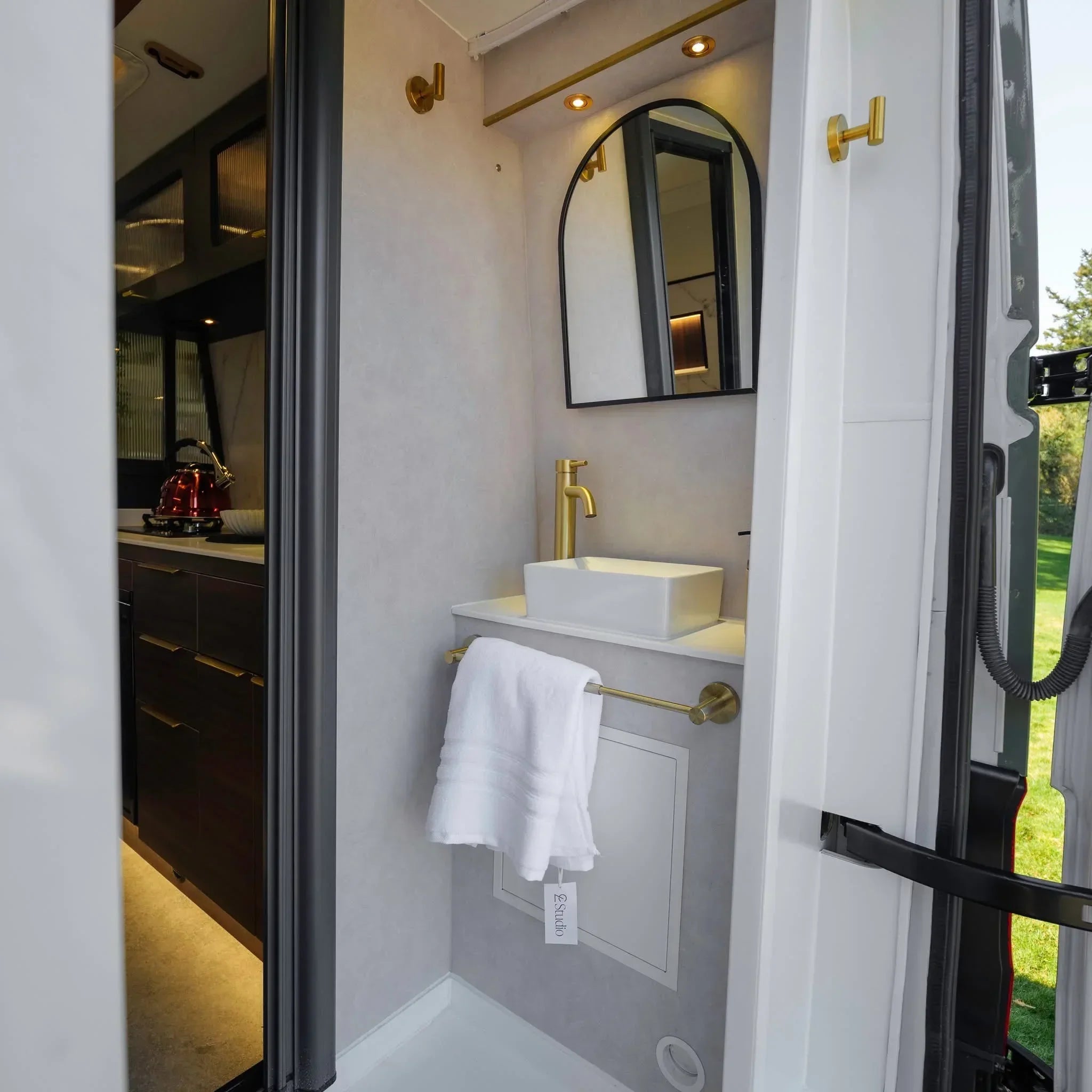 ROLdour Dark Grey Retractable Waterproof Campervan, RV Shower door kit Tambour Alternative