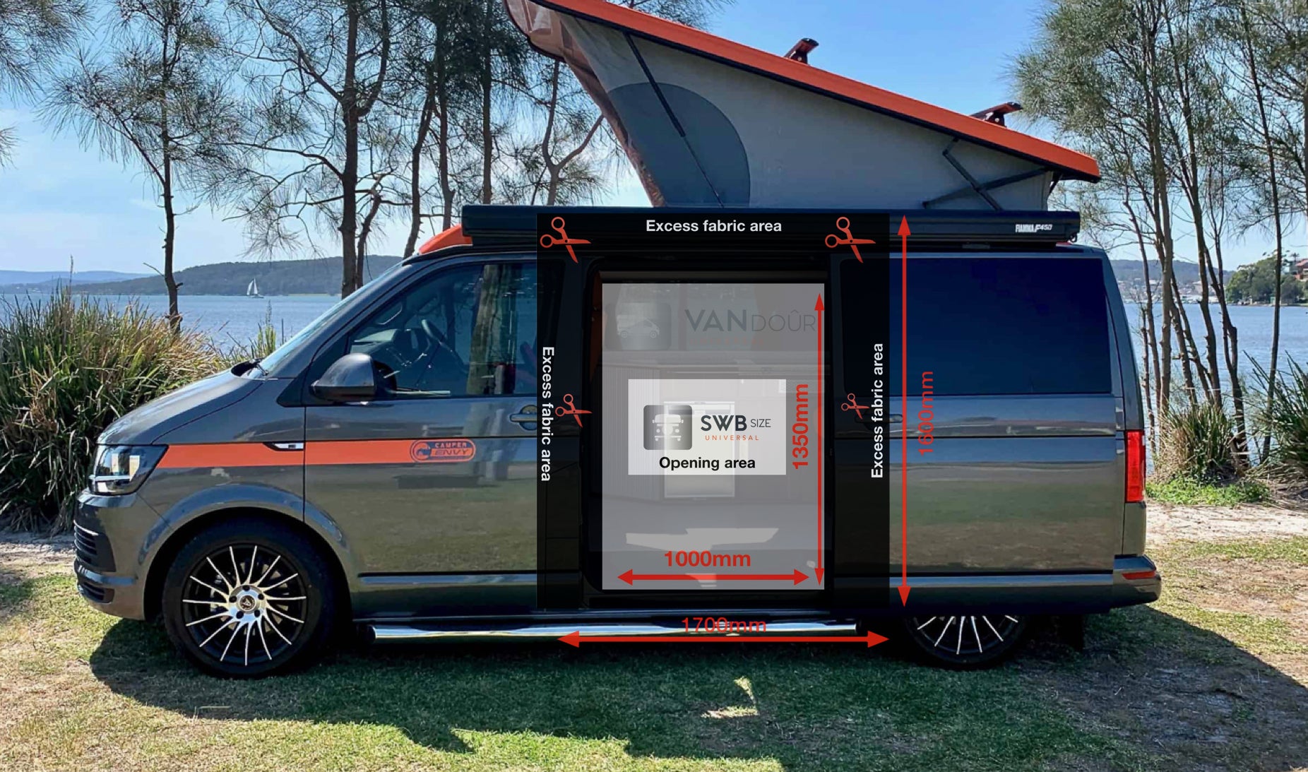 VANdour Mosquito Net Screen Small Campervans fit. Added Privacy Layer