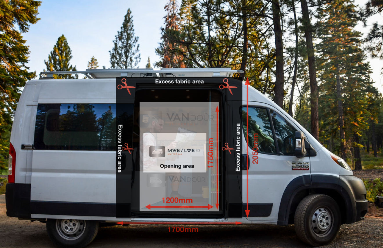 VANdour Mosquito Net Screen Medium to Large Campervans fit. Added Privacy Layer