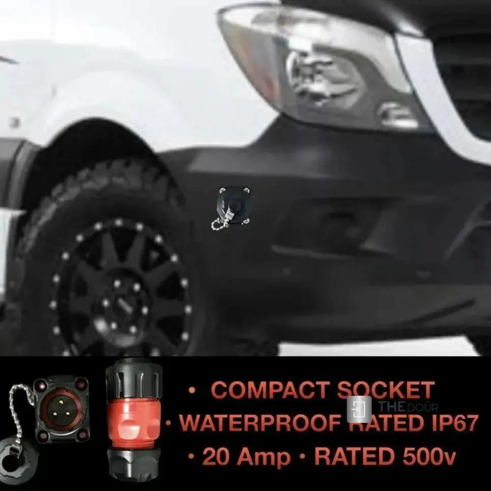 IP67 COMPACT Surface Mounted 240v Electric Hookup Red & Black THEdoûr Bespoke