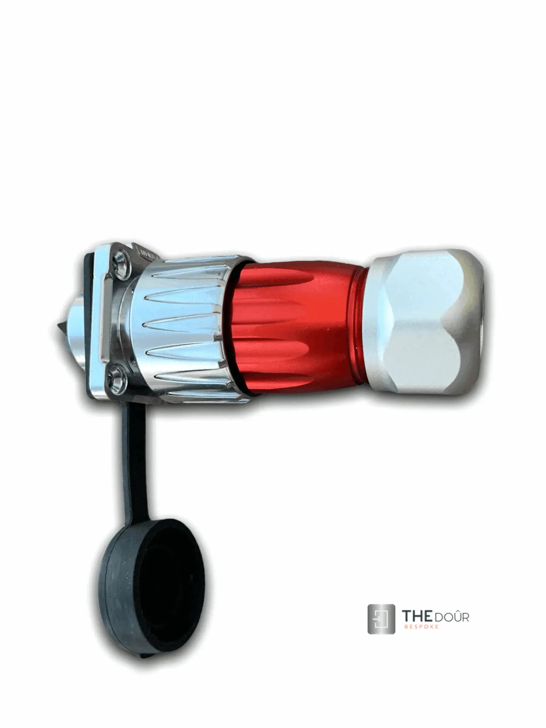 IP67 COMPACT Surface Mounted 240v Electric Hookup, Red & Chrome. THEdoûr Bespoke