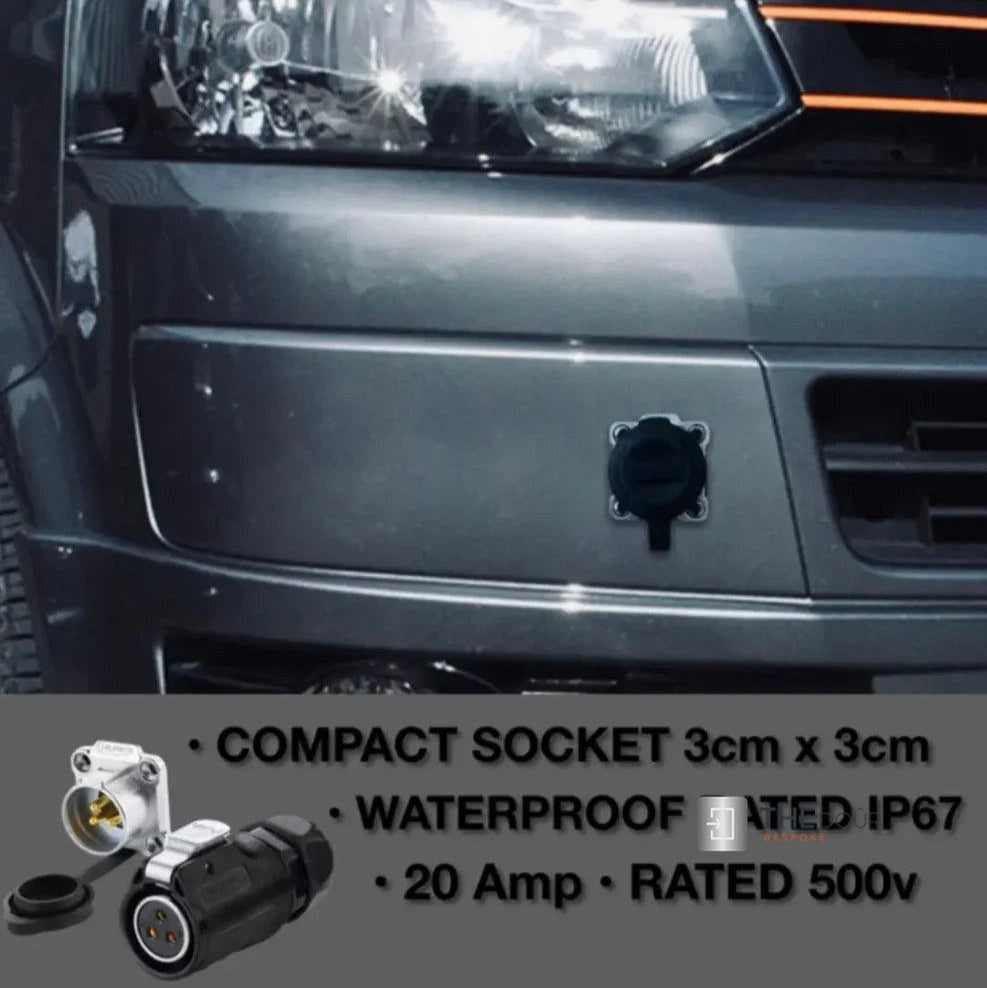 IP67 COMPACT Surface Mounted 240v Electric Hookup Black & Chrome