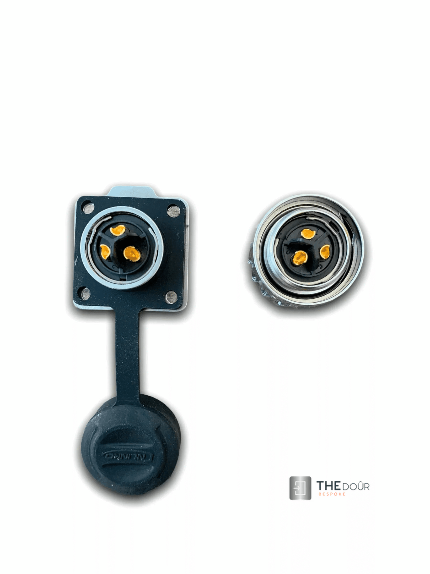 IP67 COMPACT Surface Mounted 240v Electric Hookup, Red & Chrome.