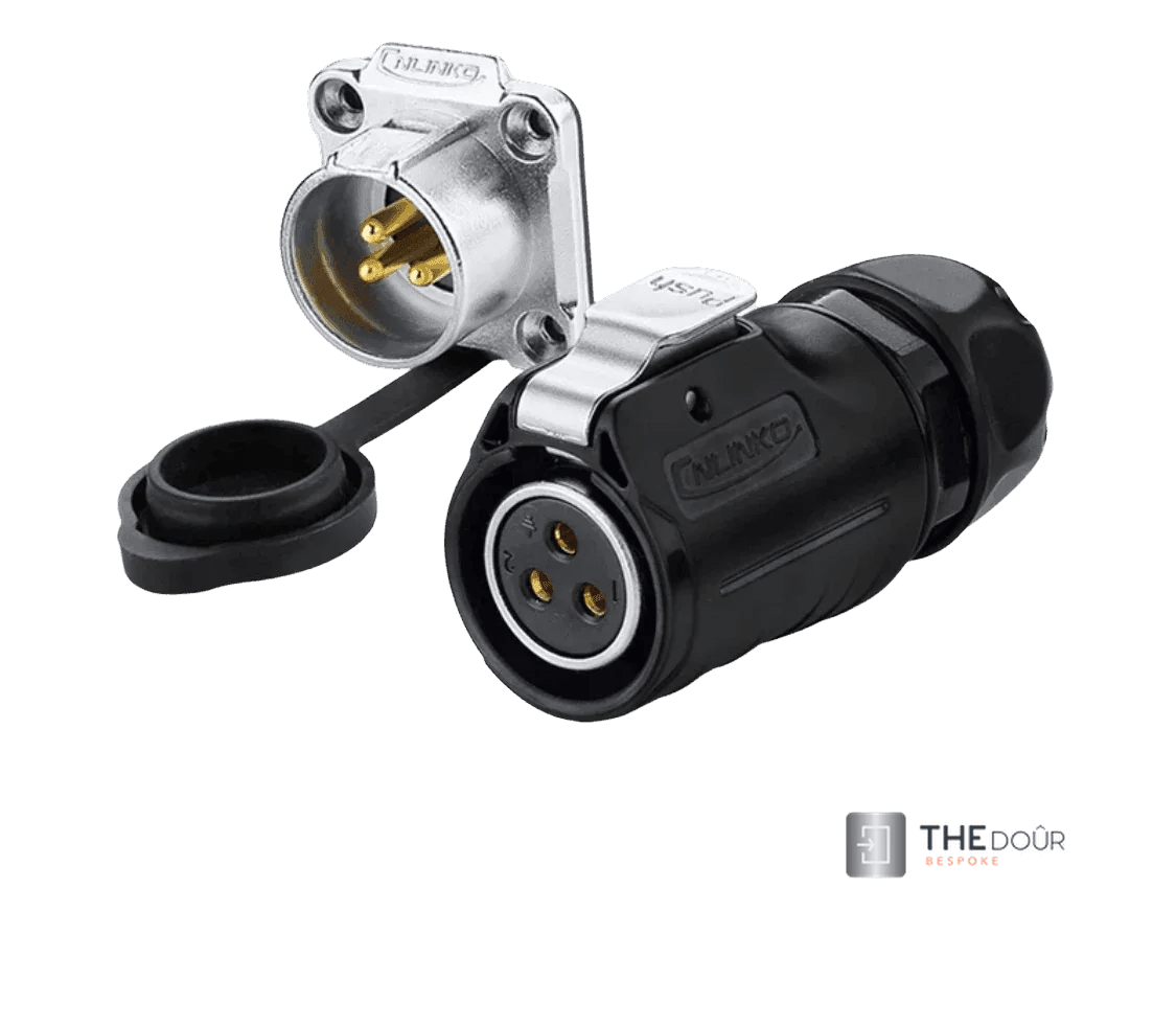 IP67 COMPACT Surface Mounted 240v Electric Hookup Black & Chrome